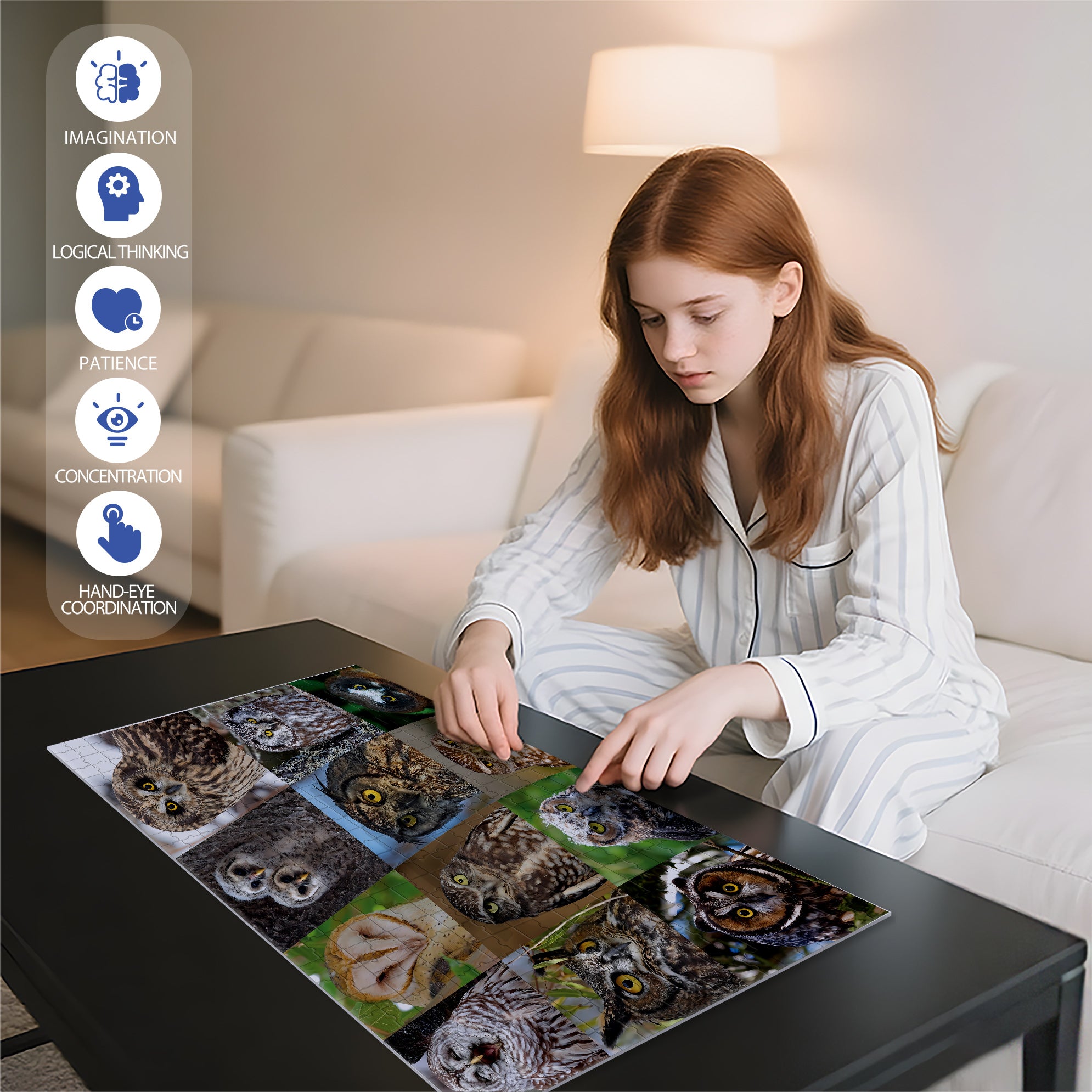 Owls and Owlets 500pcs/1000pcs Jigsaw Puzzle, Scratch-Resistant, Interactive Family Game & Brain-Boosting DIY Decor, Perfect for Halloween, Christmas & New Year Gifts, Family Puzzle Game