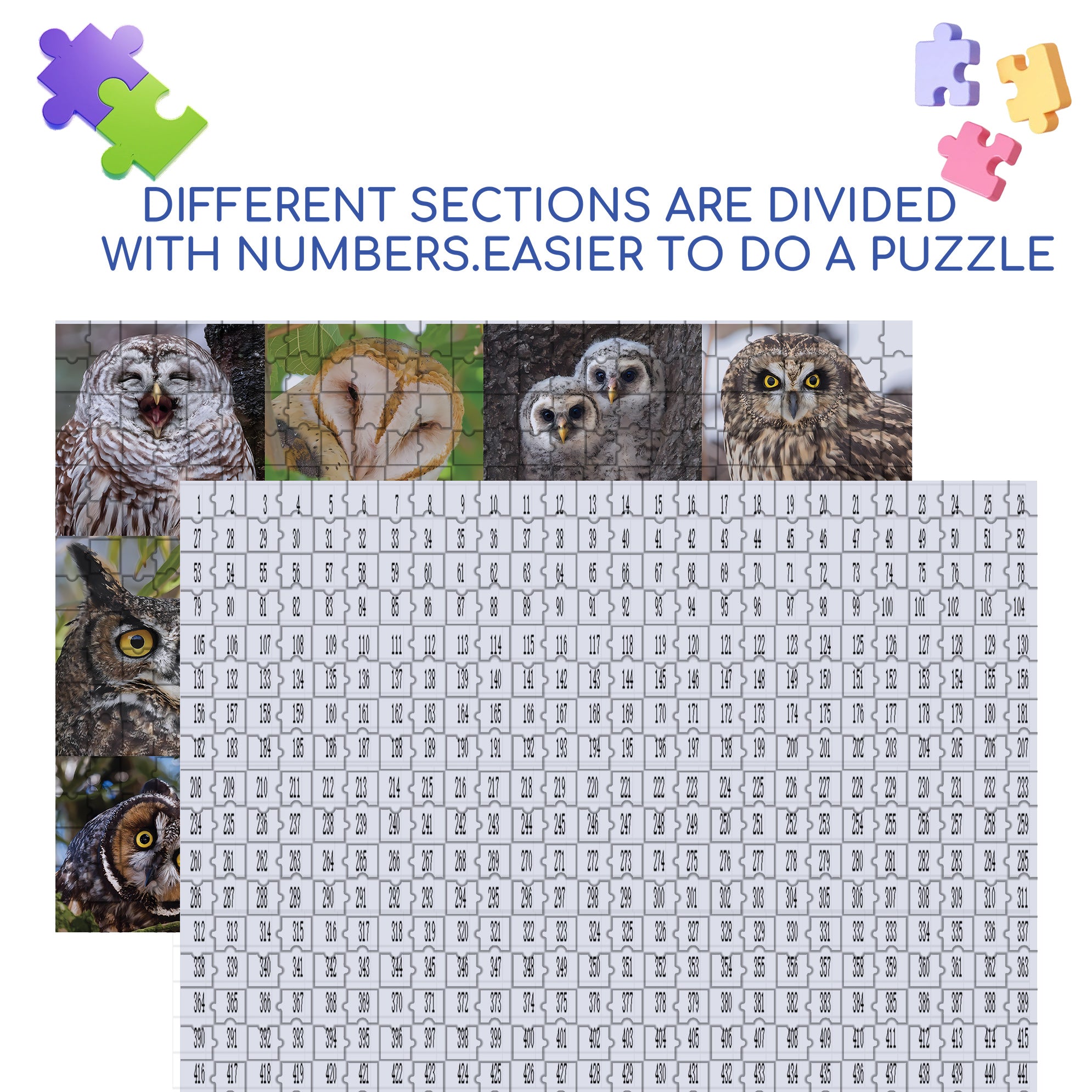 Owls and Owlets 500pcs/1000pcs Jigsaw Puzzle, Scratch-Resistant, Interactive Family Game & Brain-Boosting DIY Decor, Perfect for Halloween, Christmas & New Year Gifts, Family Puzzle Game