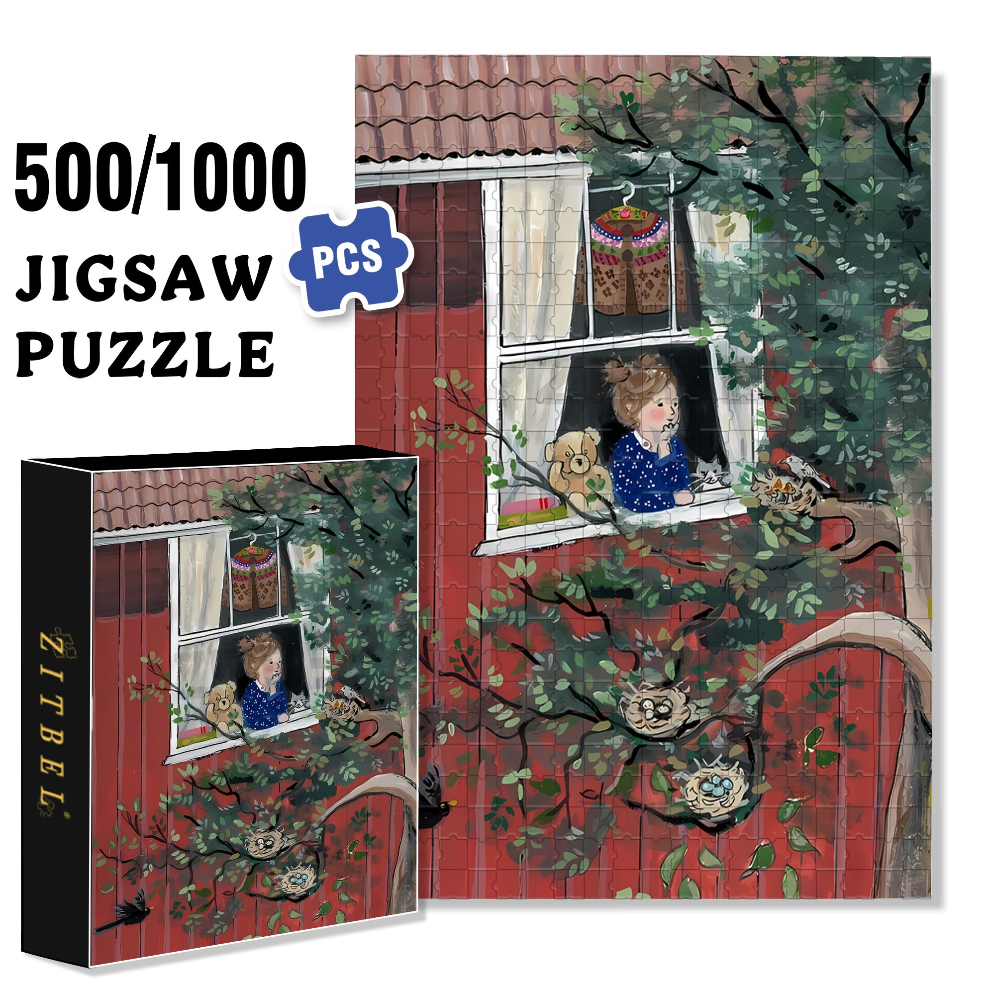 Peaceful Coexistence 500pcs/1000pcs Jigsaw Puzzle, Scratch-Resistant, Interactive Family Game & Brain-Boosting DIY Decor, Perfect for Halloween, Christmas & New Year Gifts, Family Puzzle Game
