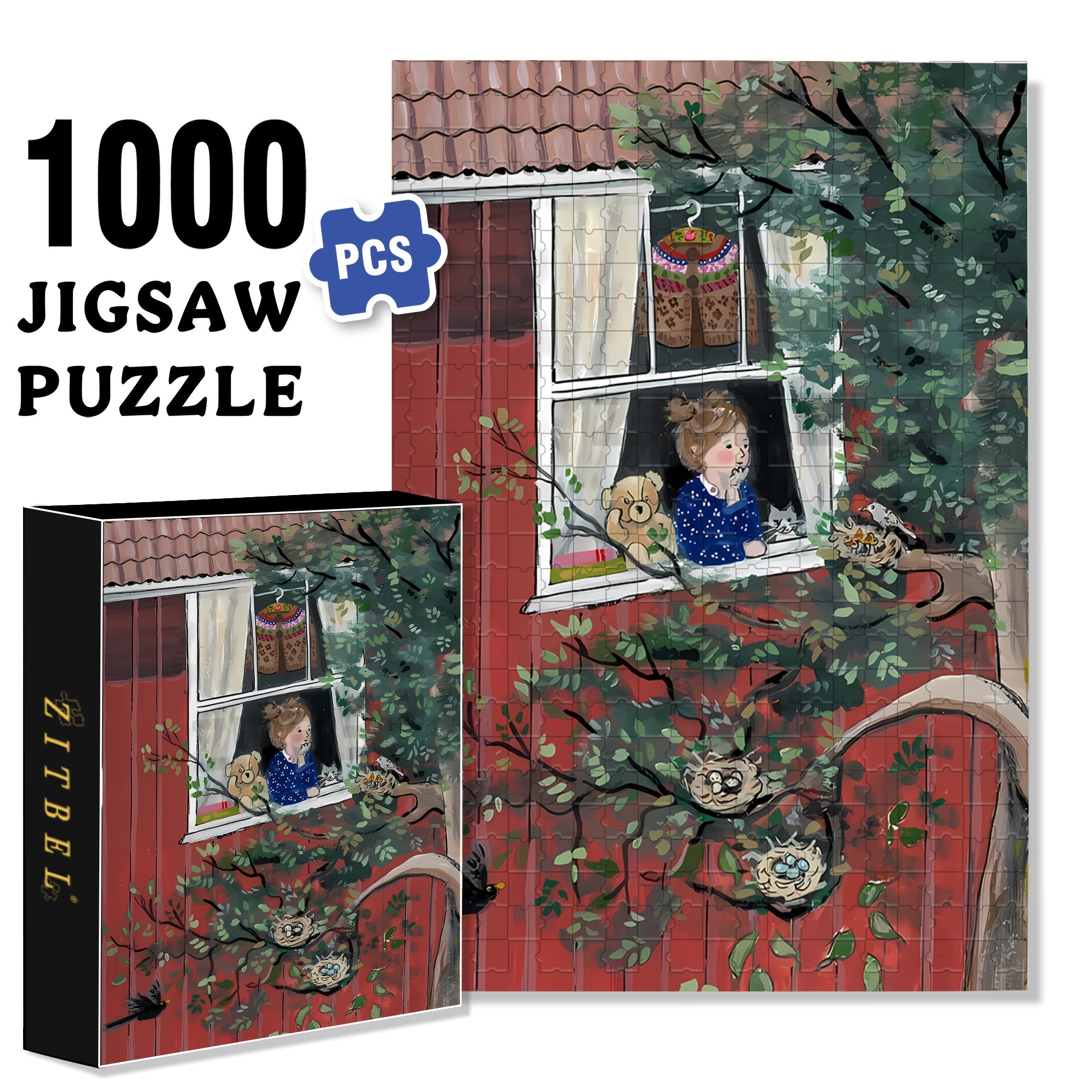 Peaceful Coexistence 500pcs/1000pcs Jigsaw Puzzle, Scratch-Resistant, Interactive Family Game & Brain-Boosting DIY Decor, Perfect for Halloween, Christmas & New Year Gifts, Family Puzzle Game