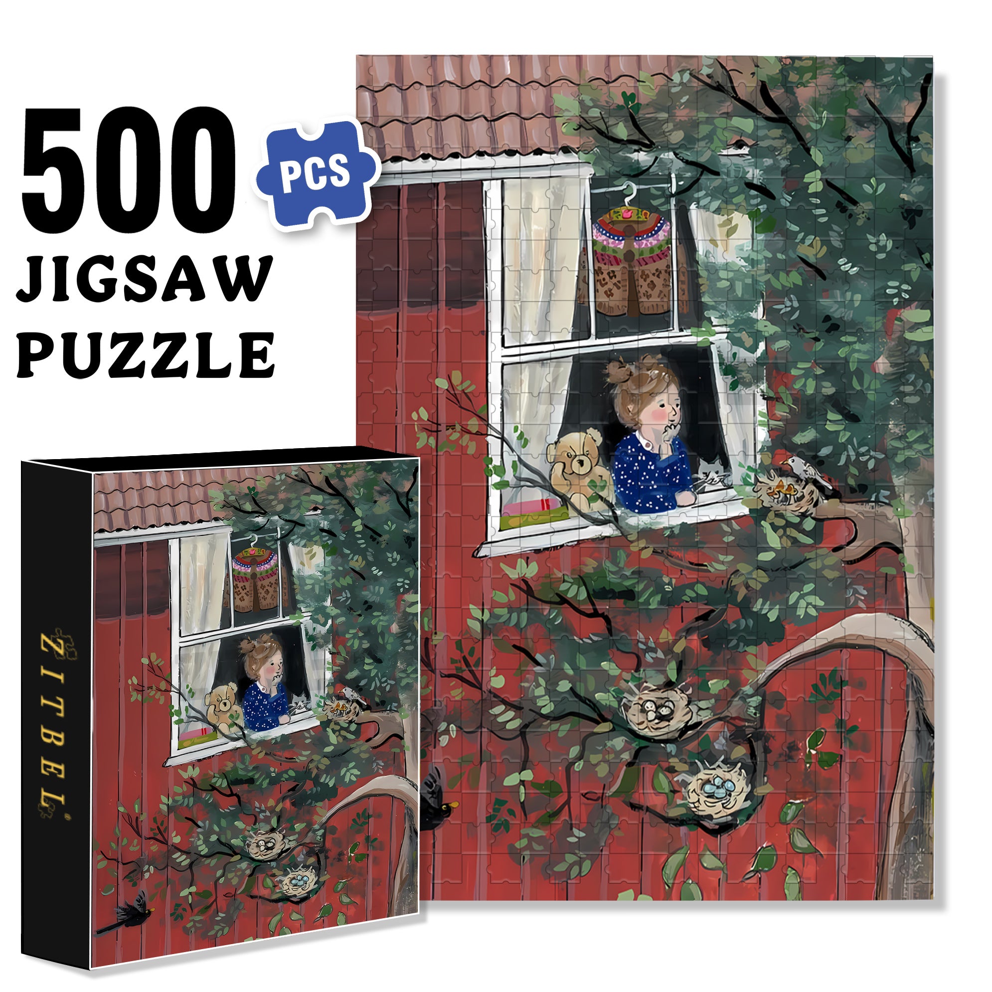 Peaceful Coexistence 500pcs/1000pcs Jigsaw Puzzle, Scratch-Resistant, Interactive Family Game & Brain-Boosting DIY Decor, Perfect for Halloween, Christmas & New Year Gifts, Family Puzzle Game