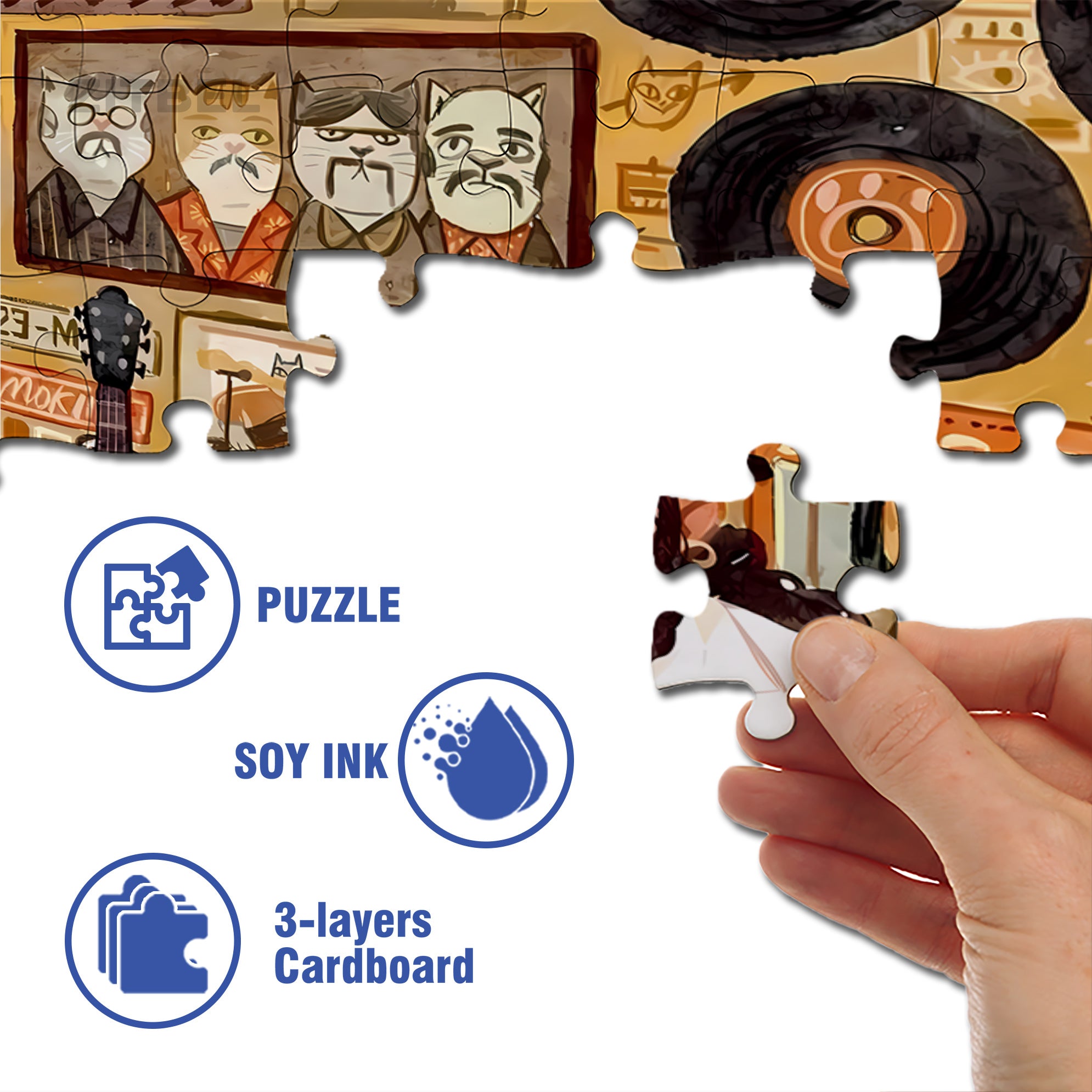 Petting Cats 500pcs/1000pcs Jigsaw Puzzle, Scratch-Resistant, Interactive Family Game & Brain-Boosting DIY Decor, Perfect for Halloween, Christmas & New Year Gifts, Family Puzzle Game