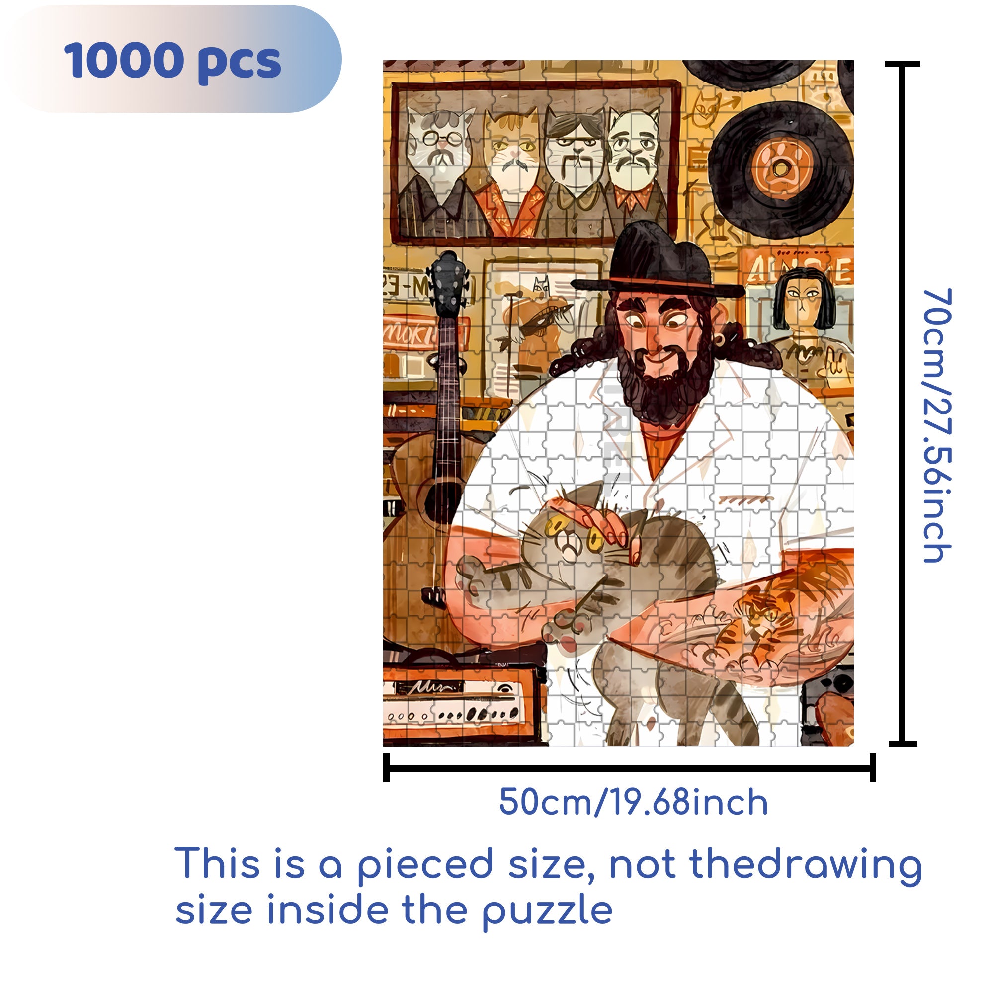 Petting Cats 500pcs/1000pcs Jigsaw Puzzle, Scratch-Resistant, Interactive Family Game & Brain-Boosting DIY Decor, Perfect for Halloween, Christmas & New Year Gifts, Family Puzzle Game