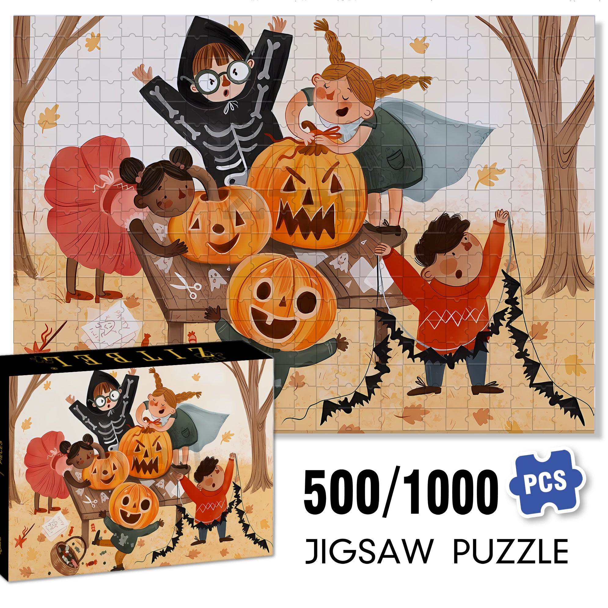 Pre-party Preparation 500pcs/1000pcs Jigsaw Puzzle, Scratch-Resistant, Interactive Family Game & Brain-Boosting DIY Decor, Perfect for Halloween, Christmas & New Year Gifts, Family Puzzle Game