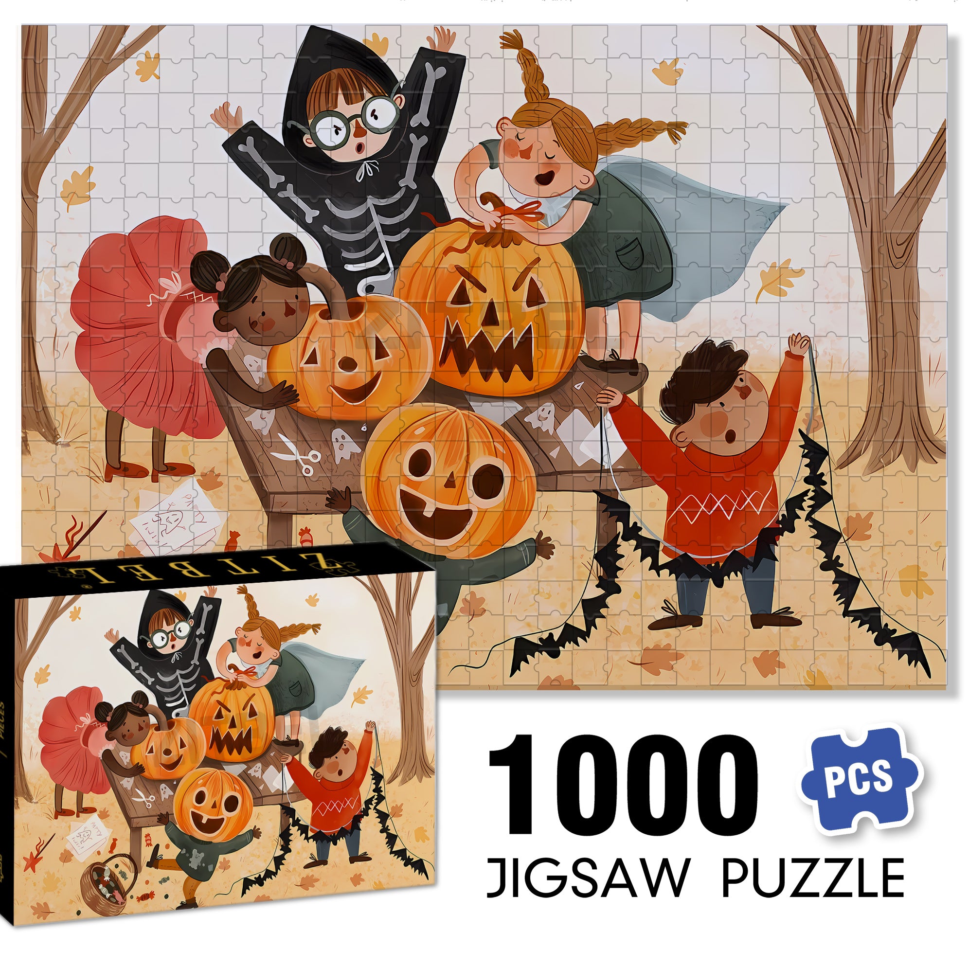 Pre-party Preparation 500pcs/1000pcs Jigsaw Puzzle, Scratch-Resistant, Interactive Family Game & Brain-Boosting DIY Decor, Perfect for Halloween, Christmas & New Year Gifts, Family Puzzle Game