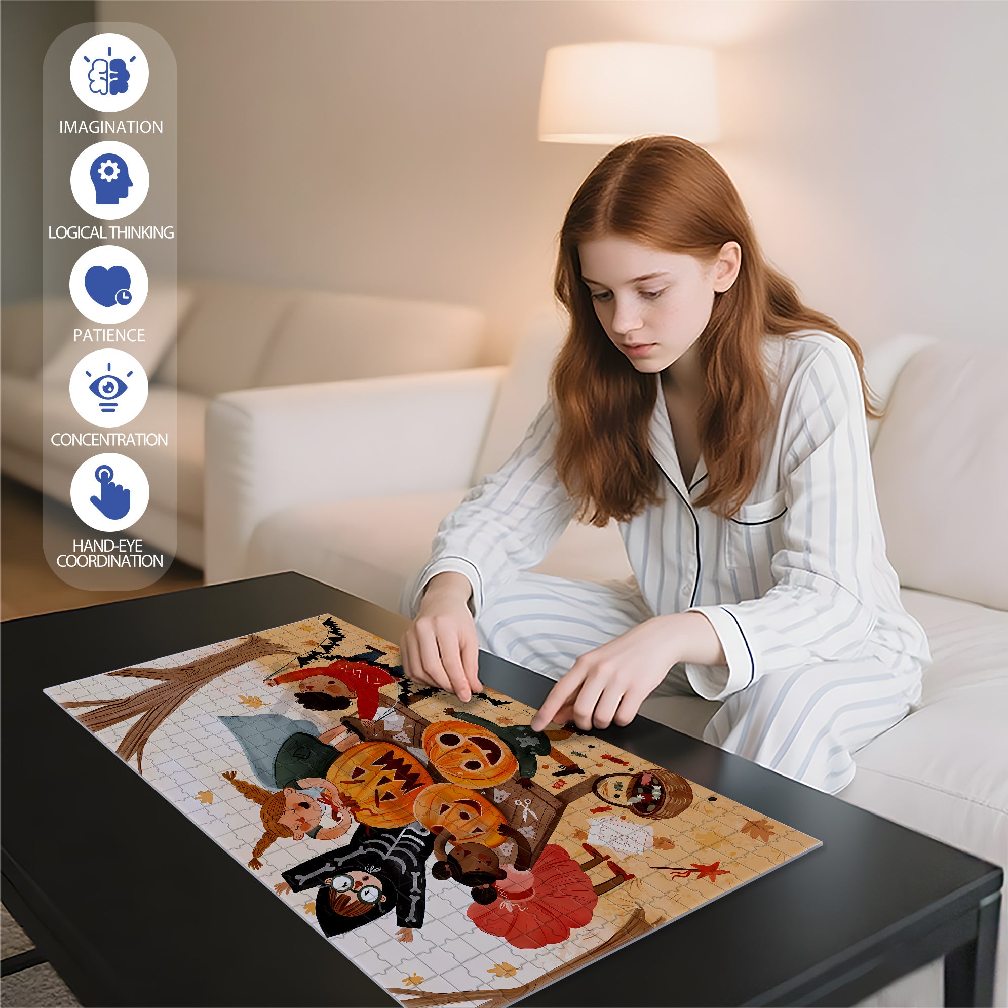 Pre-party Preparation 500pcs/1000pcs Jigsaw Puzzle, Scratch-Resistant, Interactive Family Game & Brain-Boosting DIY Decor, Perfect for Halloween, Christmas & New Year Gifts, Family Puzzle Game