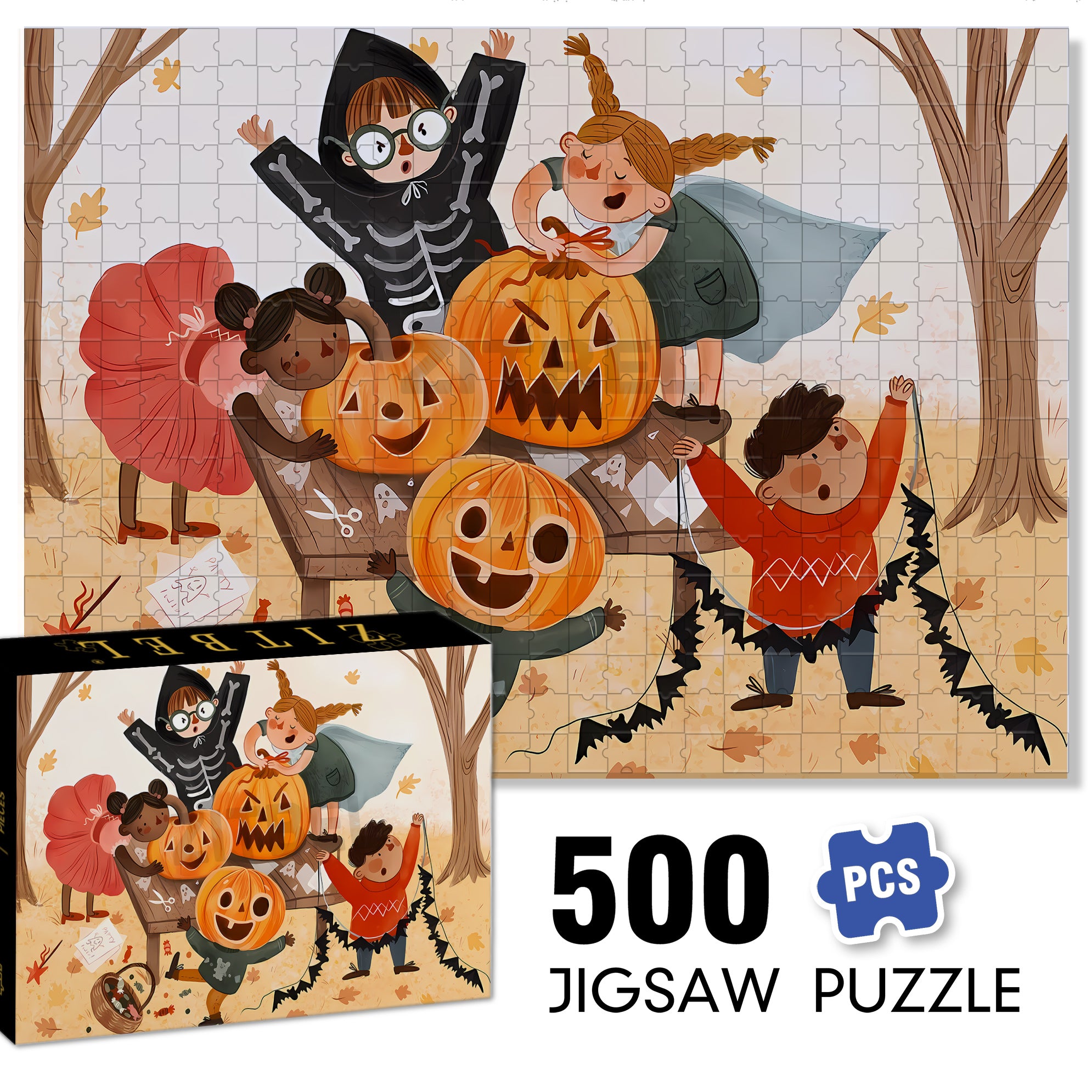 Pre-party Preparation 500pcs/1000pcs Jigsaw Puzzle, Scratch-Resistant, Interactive Family Game & Brain-Boosting DIY Decor, Perfect for Halloween, Christmas & New Year Gifts, Family Puzzle Game