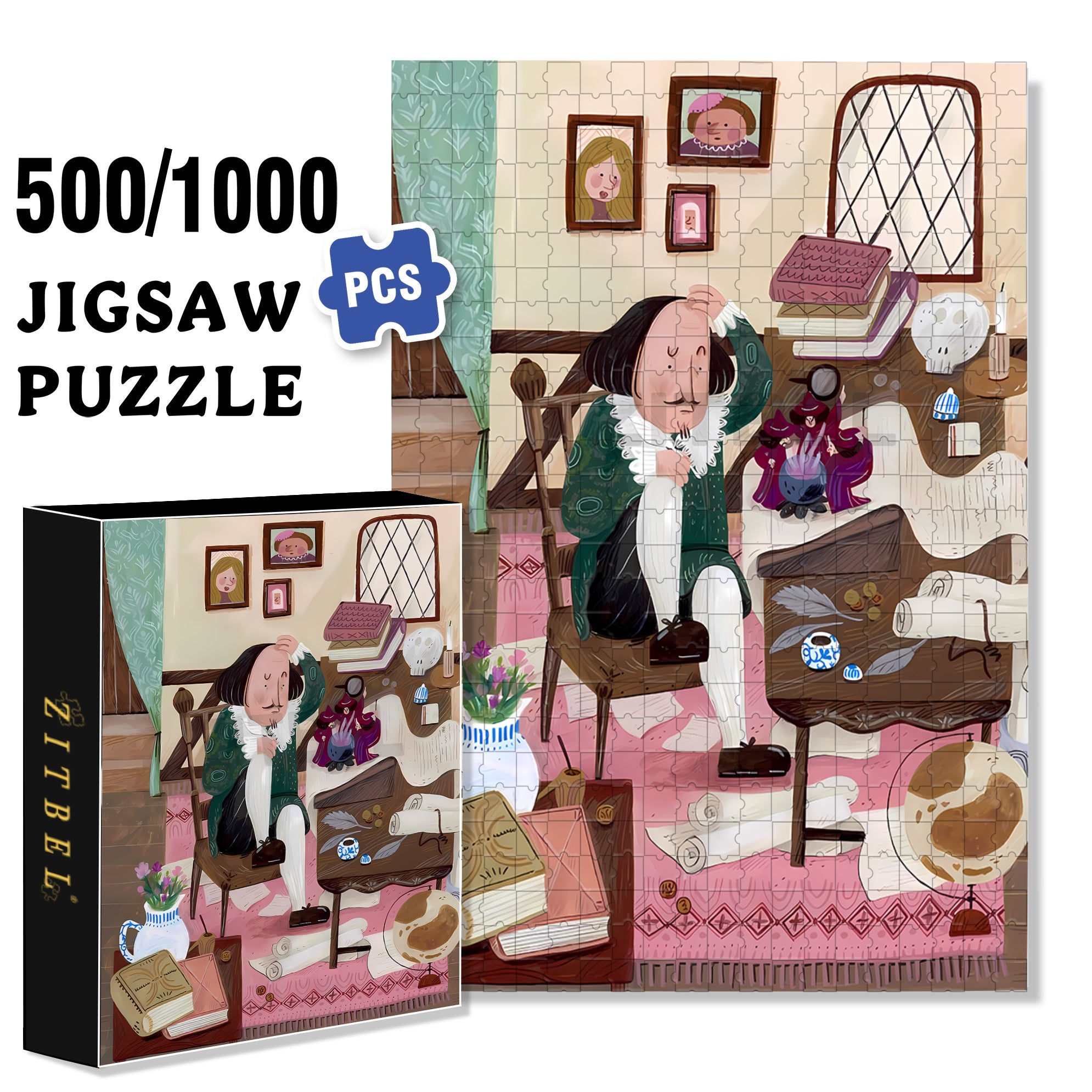 Racking My Brains 500pcs/1000pcs Jigsaw Puzzle, Scratch-Resistant, Interactive Family Game & Brain-Boosting DIY Decor, Perfect for Halloween, Christmas & New Year Gifts, Family Puzzle Game