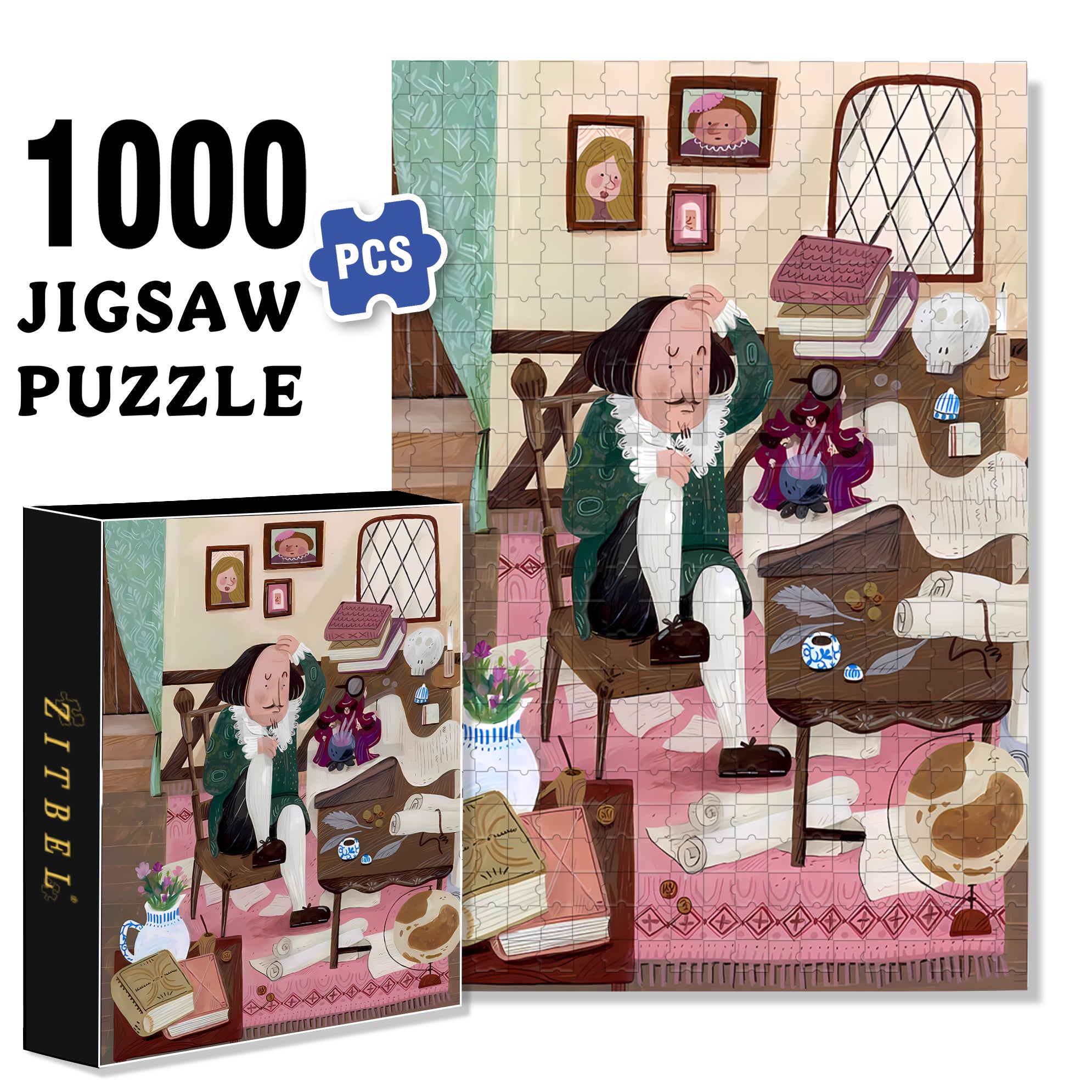 Racking My Brains 500pcs/1000pcs Jigsaw Puzzle, Scratch-Resistant, Interactive Family Game & Brain-Boosting DIY Decor, Perfect for Halloween, Christmas & New Year Gifts, Family Puzzle Game