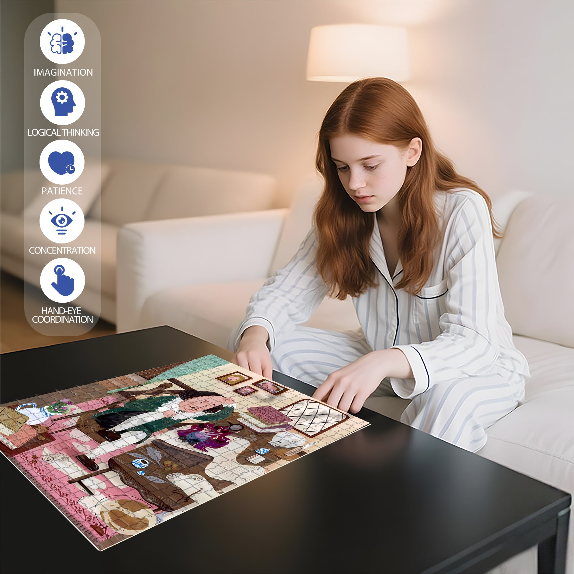 Racking My Brains 500pcs/1000pcs Jigsaw Puzzle, Scratch-Resistant, Interactive Family Game & Brain-Boosting DIY Decor, Perfect for Halloween, Christmas & New Year Gifts, Family Puzzle Game