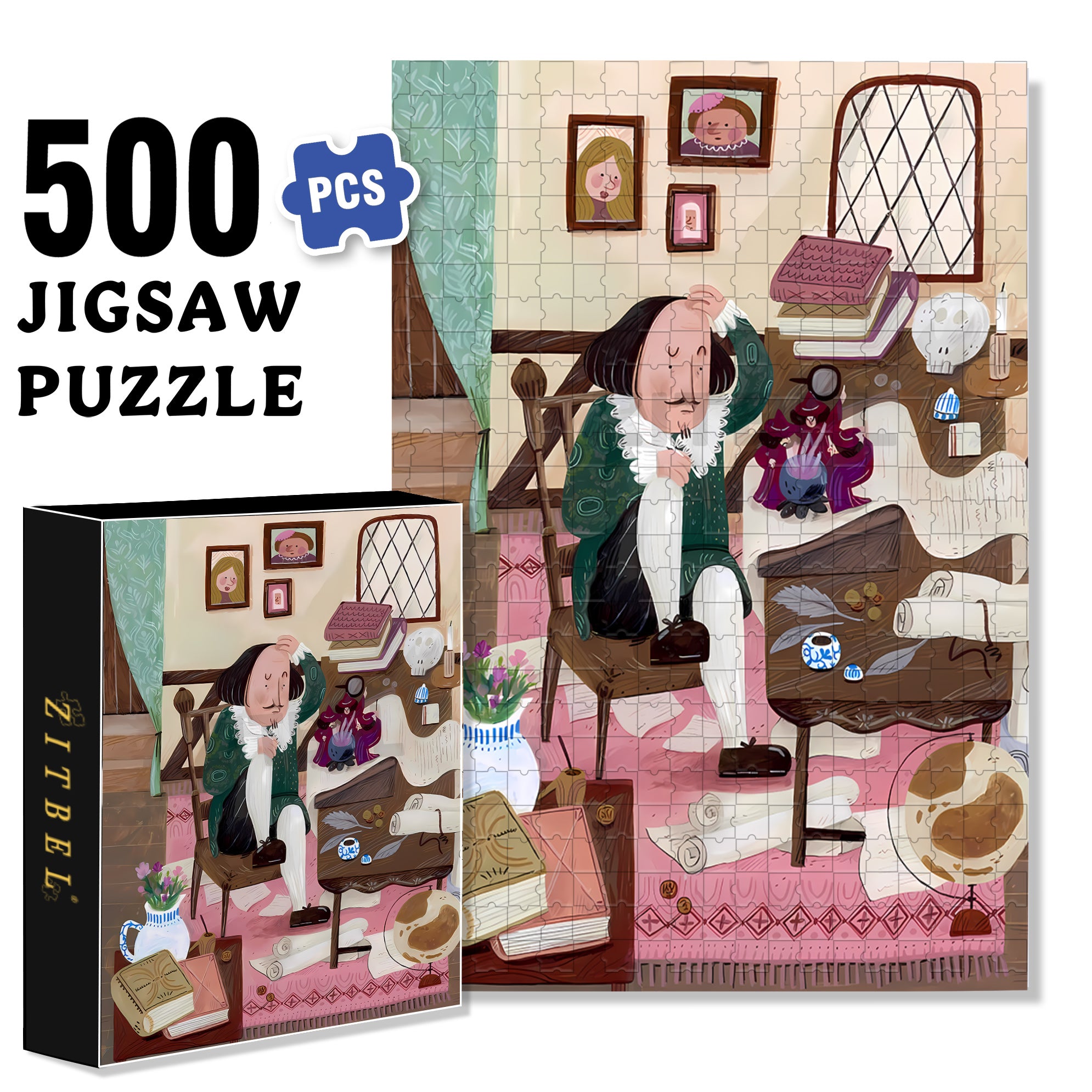Racking My Brains 500pcs/1000pcs Jigsaw Puzzle, Scratch-Resistant, Interactive Family Game & Brain-Boosting DIY Decor, Perfect for Halloween, Christmas & New Year Gifts, Family Puzzle Game