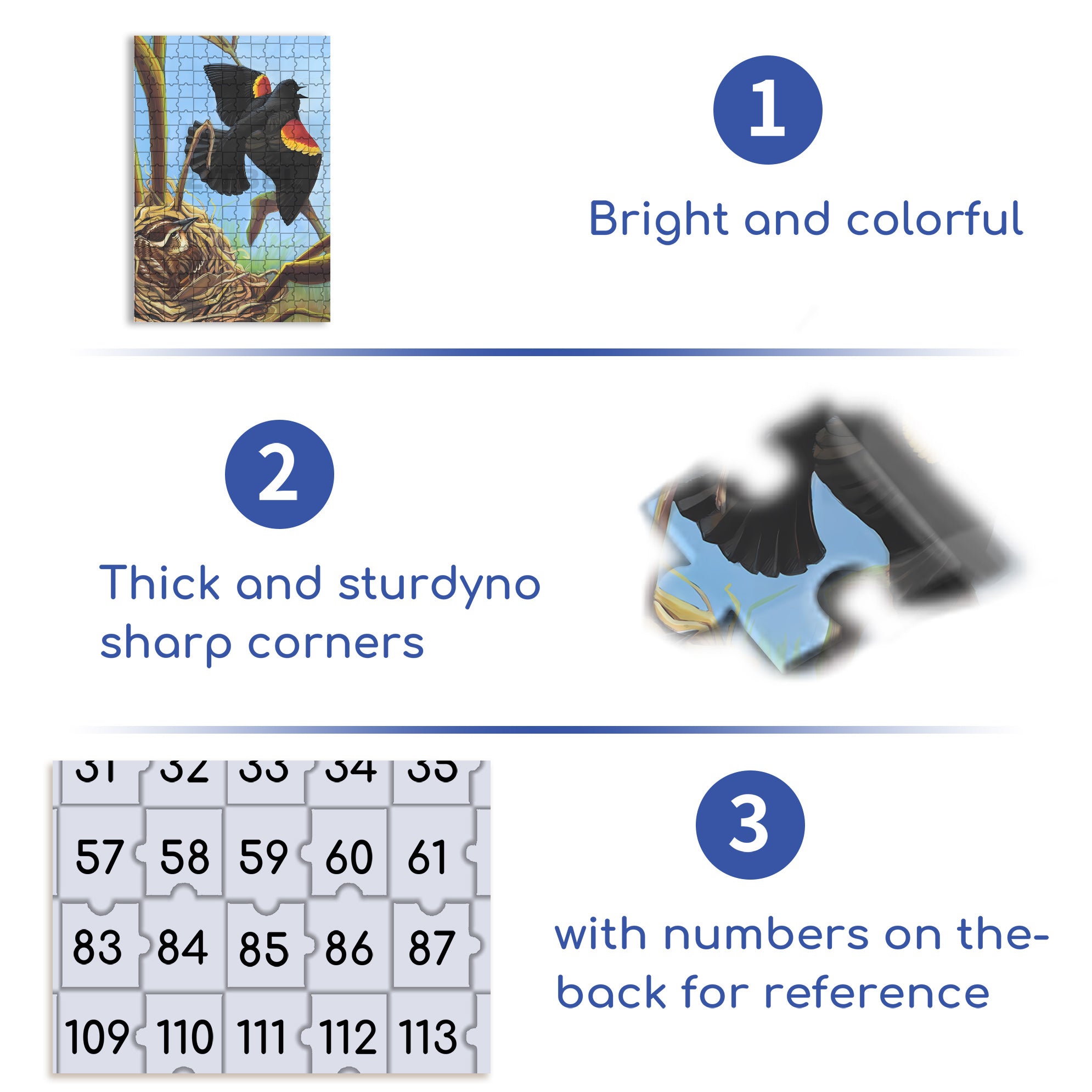 Red-winged Blackbird 500pcs/1000pcs Jigsaw Puzzle, Scratch-Resistant, Interactive Family Game & Brain-Boosting DIY Decor, Perfect for Halloween, Christmas & New Year Gifts, Family Puzzle Game