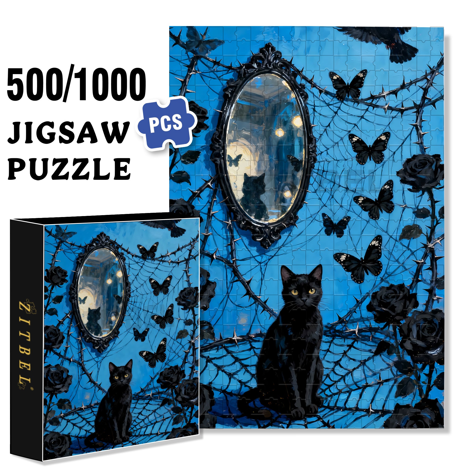 Reflection 500pcs/1000pcs Jigsaw Puzzle, Scratch-Resistant, Interactive Family Game & Brain-Boosting DIY Decor, Perfect for Halloween, Christmas & New Year Gifts, Family Puzzle Game
