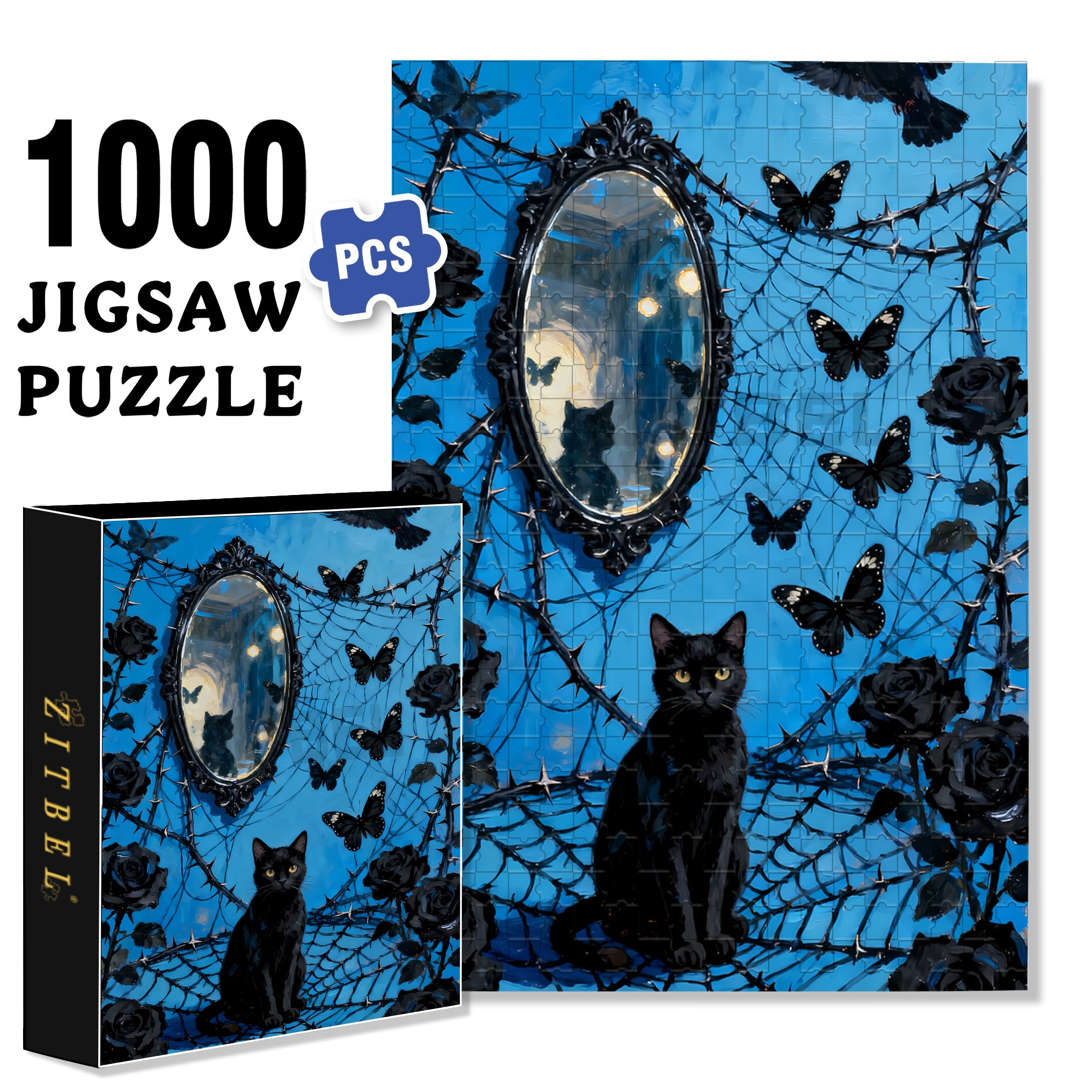 Reflection 500pcs/1000pcs Jigsaw Puzzle, Scratch-Resistant, Interactive Family Game & Brain-Boosting DIY Decor, Perfect for Halloween, Christmas & New Year Gifts, Family Puzzle Game