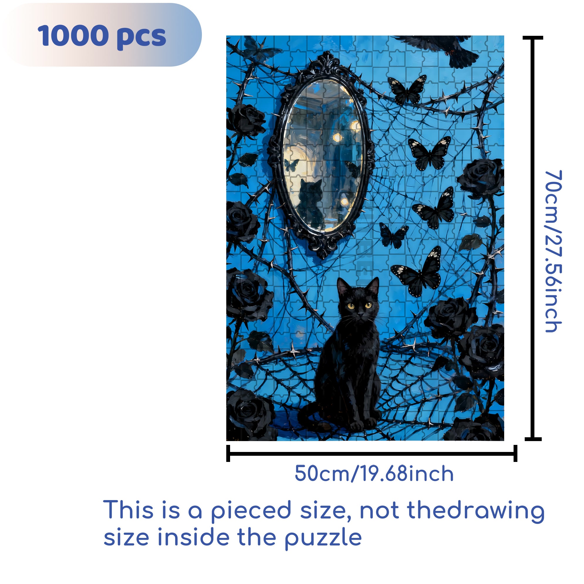 Reflection 500pcs/1000pcs Jigsaw Puzzle, Scratch-Resistant, Interactive Family Game & Brain-Boosting DIY Decor, Perfect for Halloween, Christmas & New Year Gifts, Family Puzzle Game