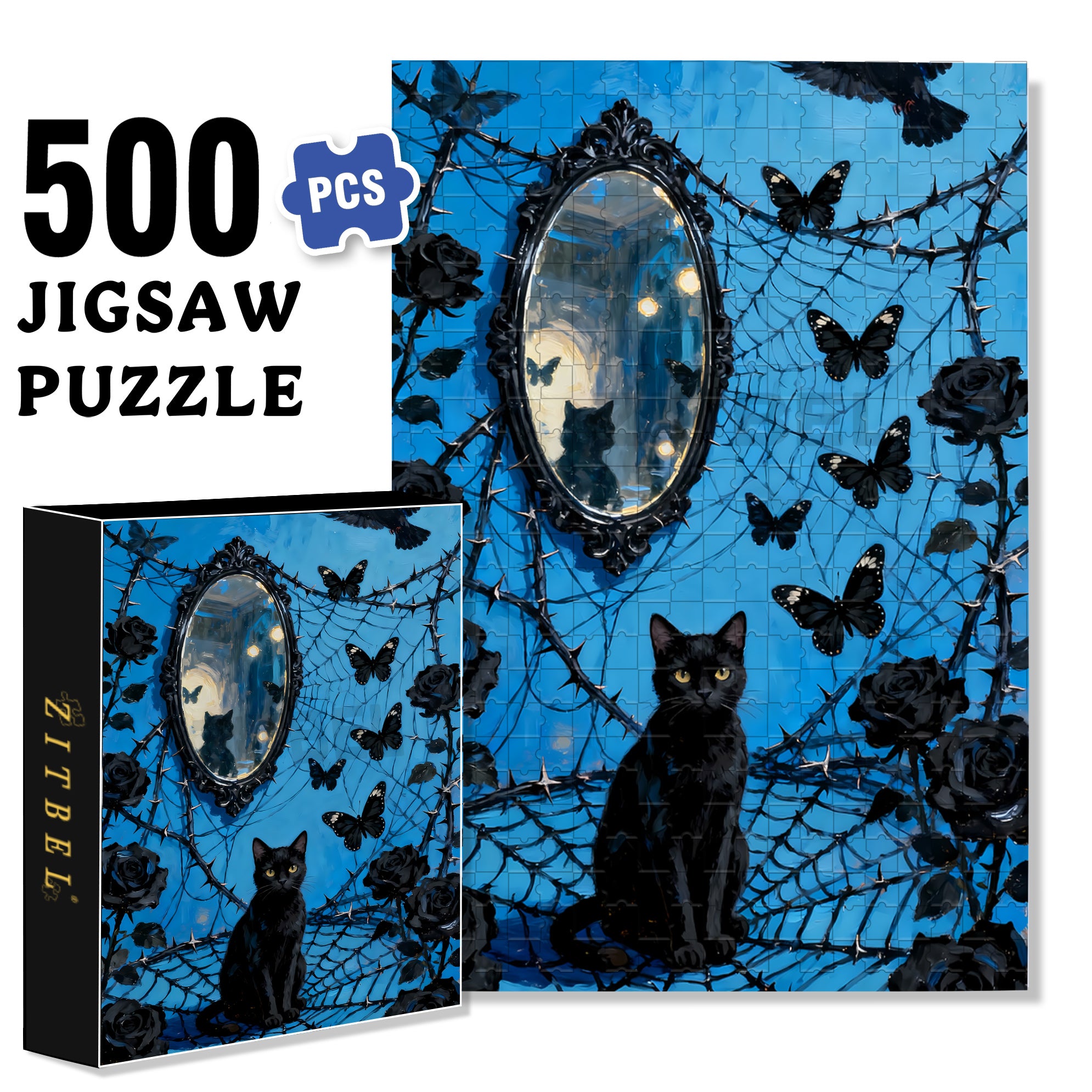 Reflection 500pcs/1000pcs Jigsaw Puzzle, Scratch-Resistant, Interactive Family Game & Brain-Boosting DIY Decor, Perfect for Halloween, Christmas & New Year Gifts, Family Puzzle Game