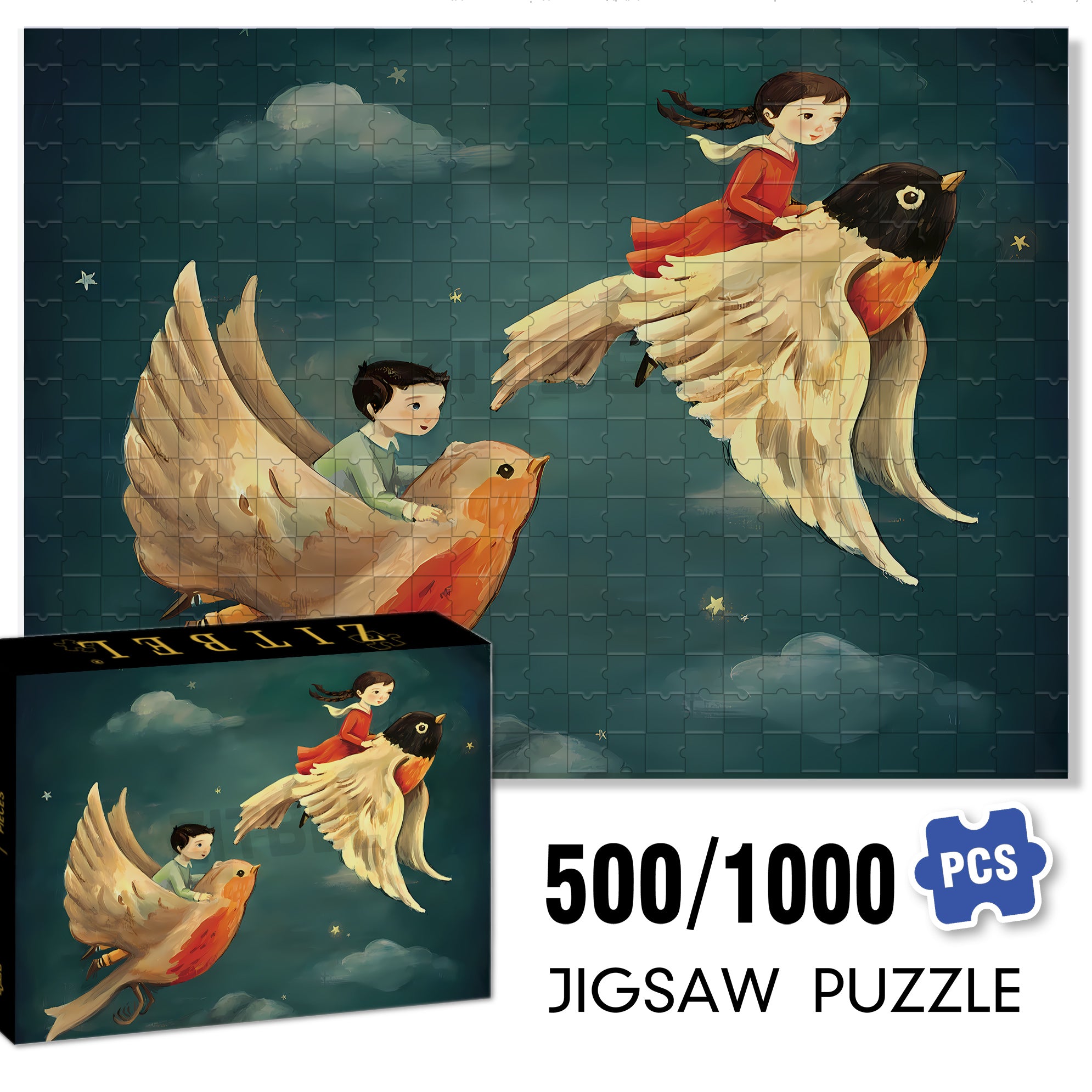 Robin Dreamers 500pcs/1000pcs Jigsaw Puzzle, Scratch-Resistant, Interactive Family Game & Brain-Boosting DIY Decor, Perfect for Halloween, Christmas & New Year Gifts, Family Puzzle Game