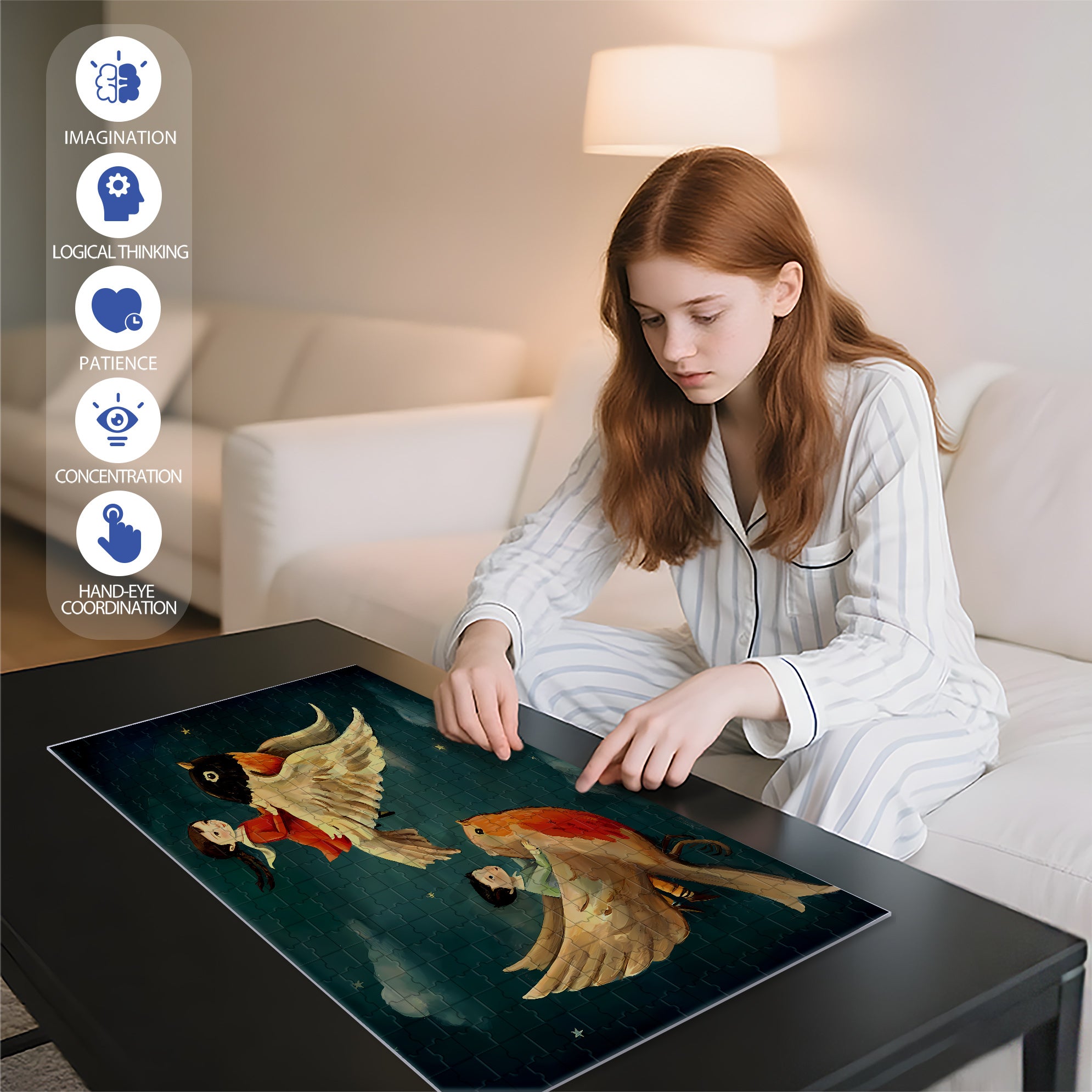Robin Dreamers 500pcs/1000pcs Jigsaw Puzzle, Scratch-Resistant, Interactive Family Game & Brain-Boosting DIY Decor, Perfect for Halloween, Christmas & New Year Gifts, Family Puzzle Game