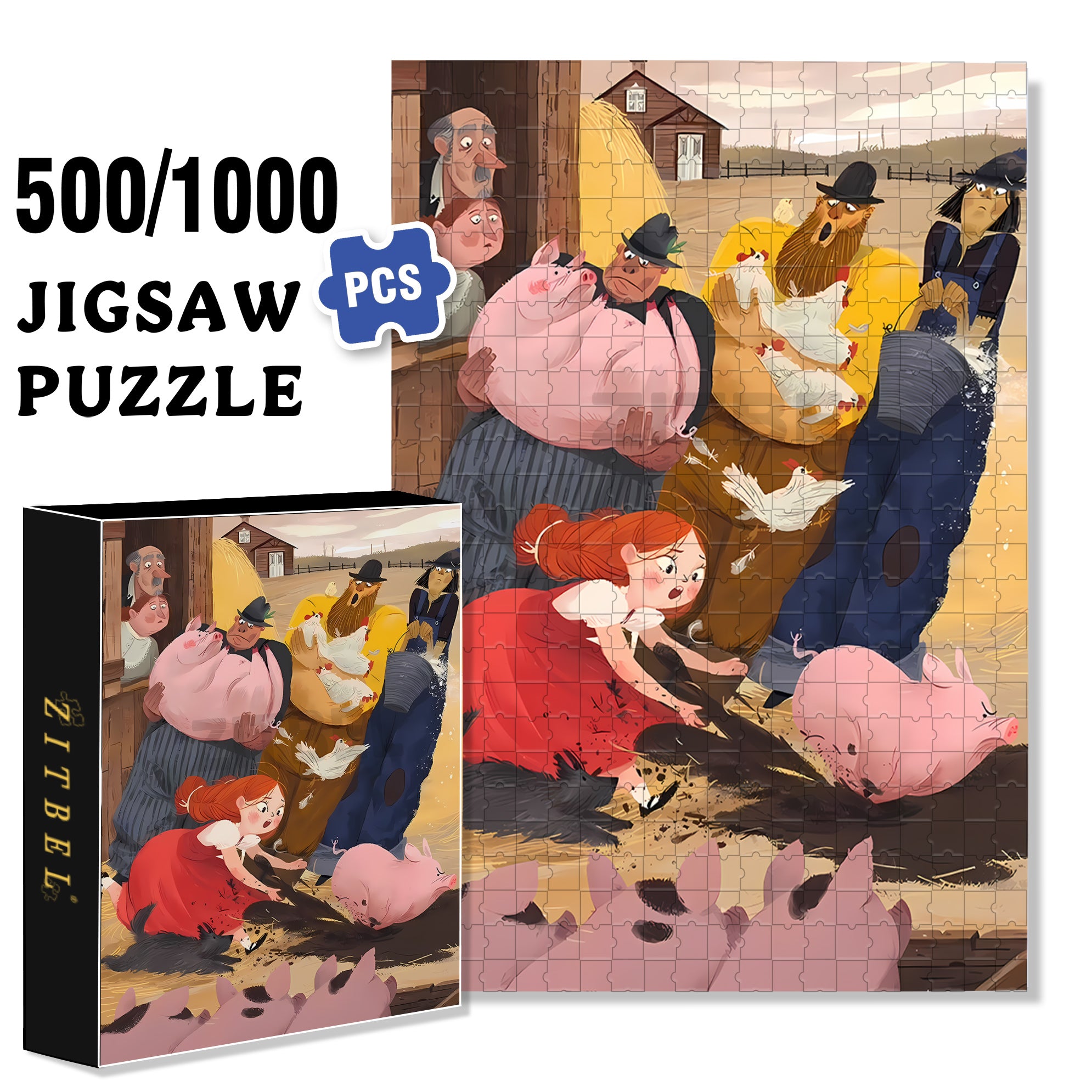 Run! 500pcs/1000pcs Jigsaw Puzzle, Scratch-Resistant, Interactive Family Game & Brain-Boosting DIY Decor, Perfect for Halloween, Christmas & New Year Gifts, Family Puzzle Game
