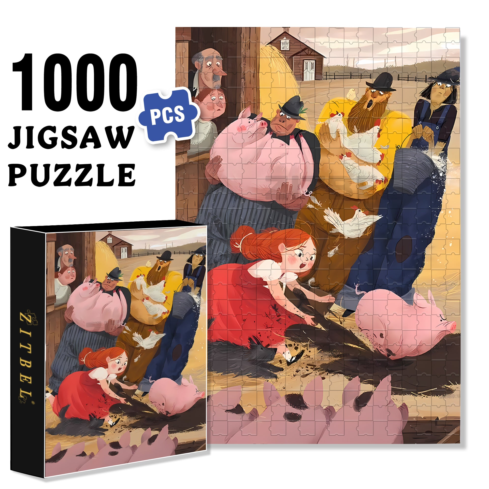 Run! 500pcs/1000pcs Jigsaw Puzzle, Scratch-Resistant, Interactive Family Game & Brain-Boosting DIY Decor, Perfect for Halloween, Christmas & New Year Gifts, Family Puzzle Game