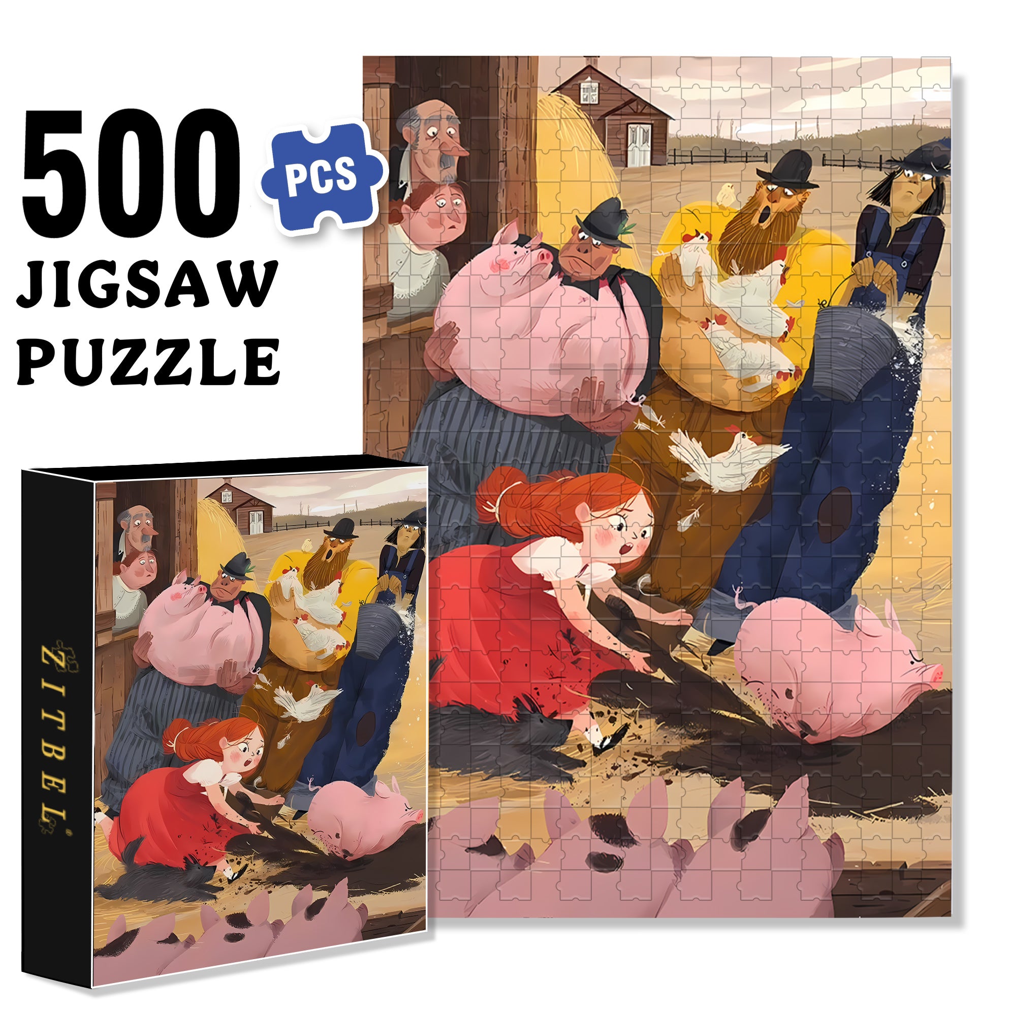 Run! 500pcs/1000pcs Jigsaw Puzzle, Scratch-Resistant, Interactive Family Game & Brain-Boosting DIY Decor, Perfect for Halloween, Christmas & New Year Gifts, Family Puzzle Game