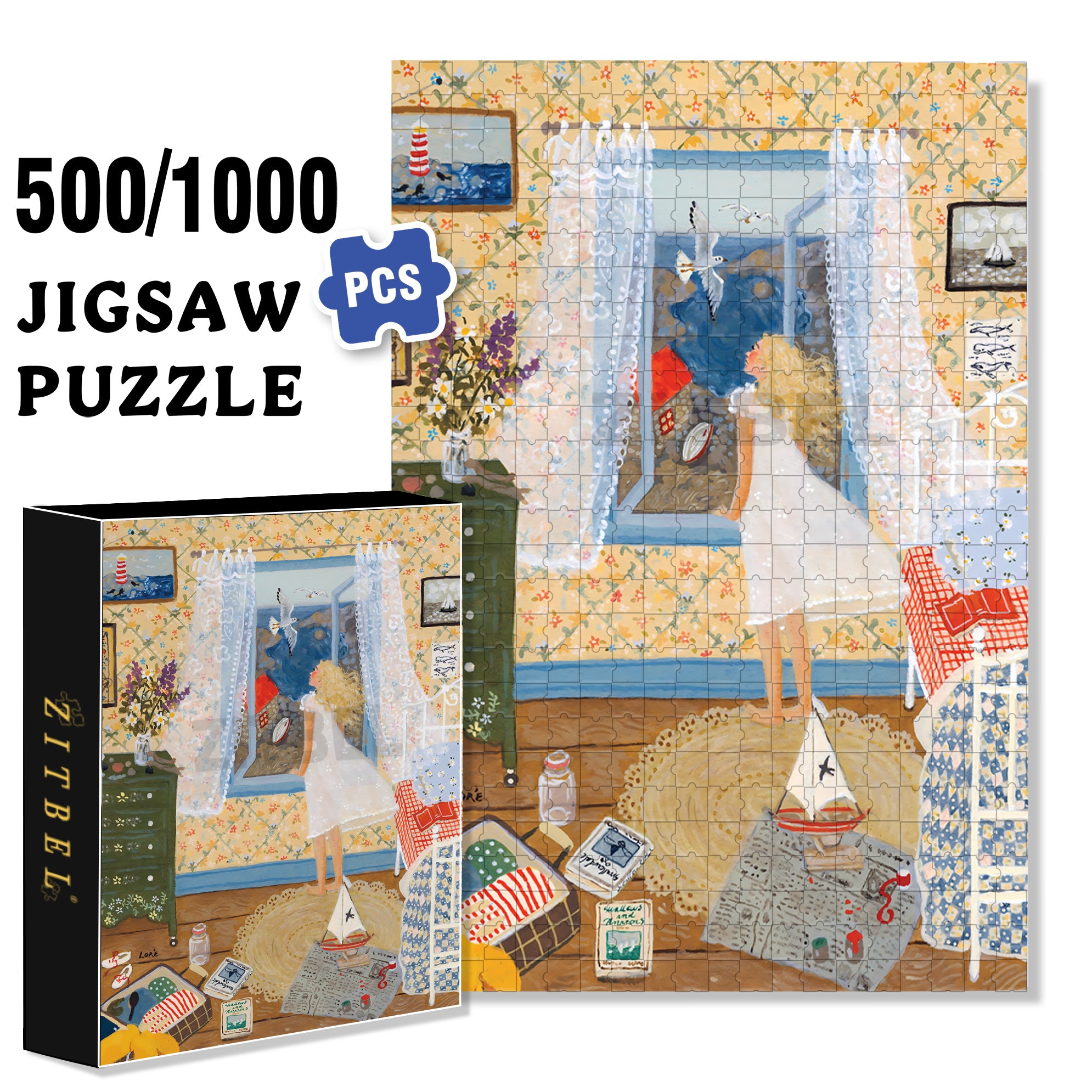 Seabird 500pcs/1000pcs Jigsaw Puzzle, Scratch-Resistant, Interactive Family Game & Brain-Boosting DIY Decor, Perfect for Halloween, Christmas & New Year Gifts, Family Puzzle Game