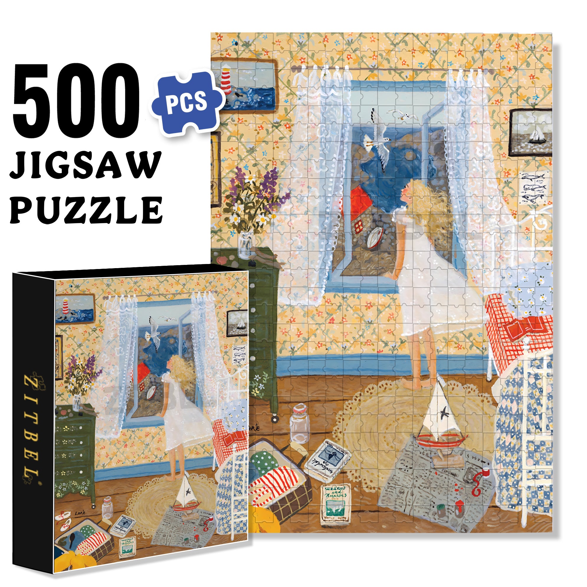Seabird 500pcs/1000pcs Jigsaw Puzzle, Scratch-Resistant, Interactive Family Game & Brain-Boosting DIY Decor, Perfect for Halloween, Christmas & New Year Gifts, Family Puzzle Game