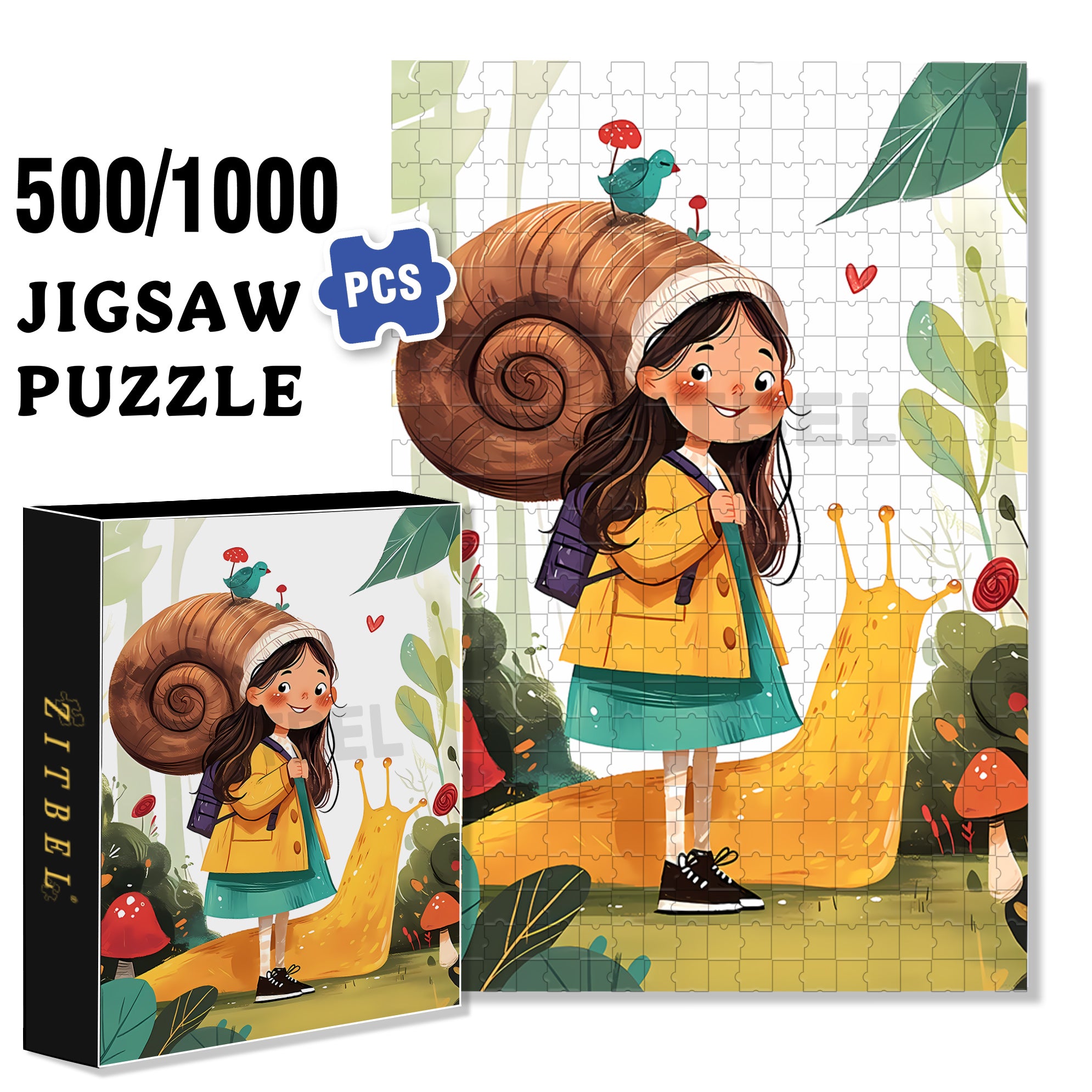 Snail and Janice 500pcs/1000pcs Jigsaw Puzzle, Scratch-Resistant, Interactive Family Game & Brain-Boosting DIY Decor, Perfect for Halloween, Christmas & New Year Gifts, Family Puzzle Game