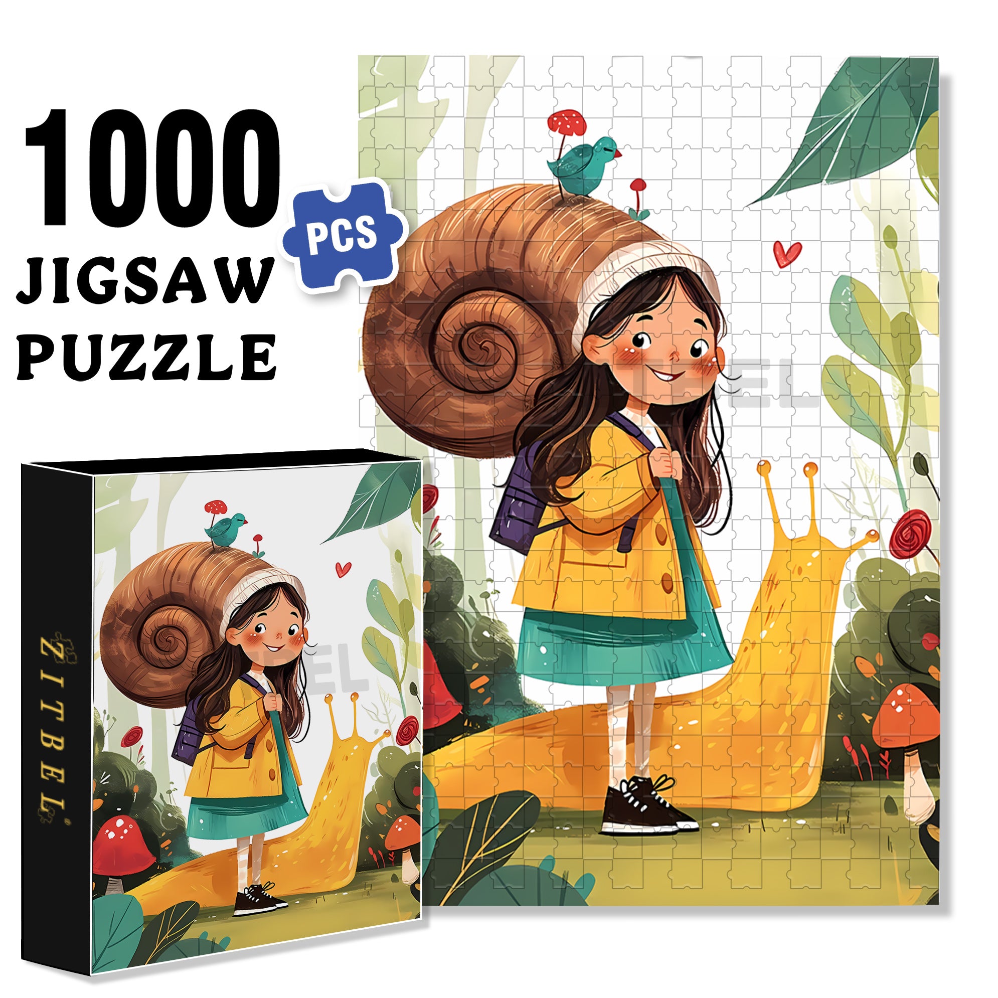 Snail and Janice 500pcs/1000pcs Jigsaw Puzzle, Scratch-Resistant, Interactive Family Game & Brain-Boosting DIY Decor, Perfect for Halloween, Christmas & New Year Gifts, Family Puzzle Game