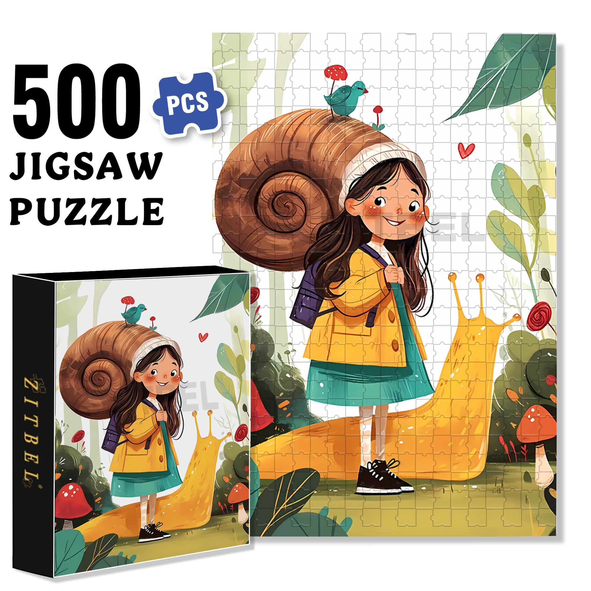 Snail and Janice 500pcs/1000pcs Jigsaw Puzzle, Scratch-Resistant, Interactive Family Game & Brain-Boosting DIY Decor, Perfect for Halloween, Christmas & New Year Gifts, Family Puzzle Game