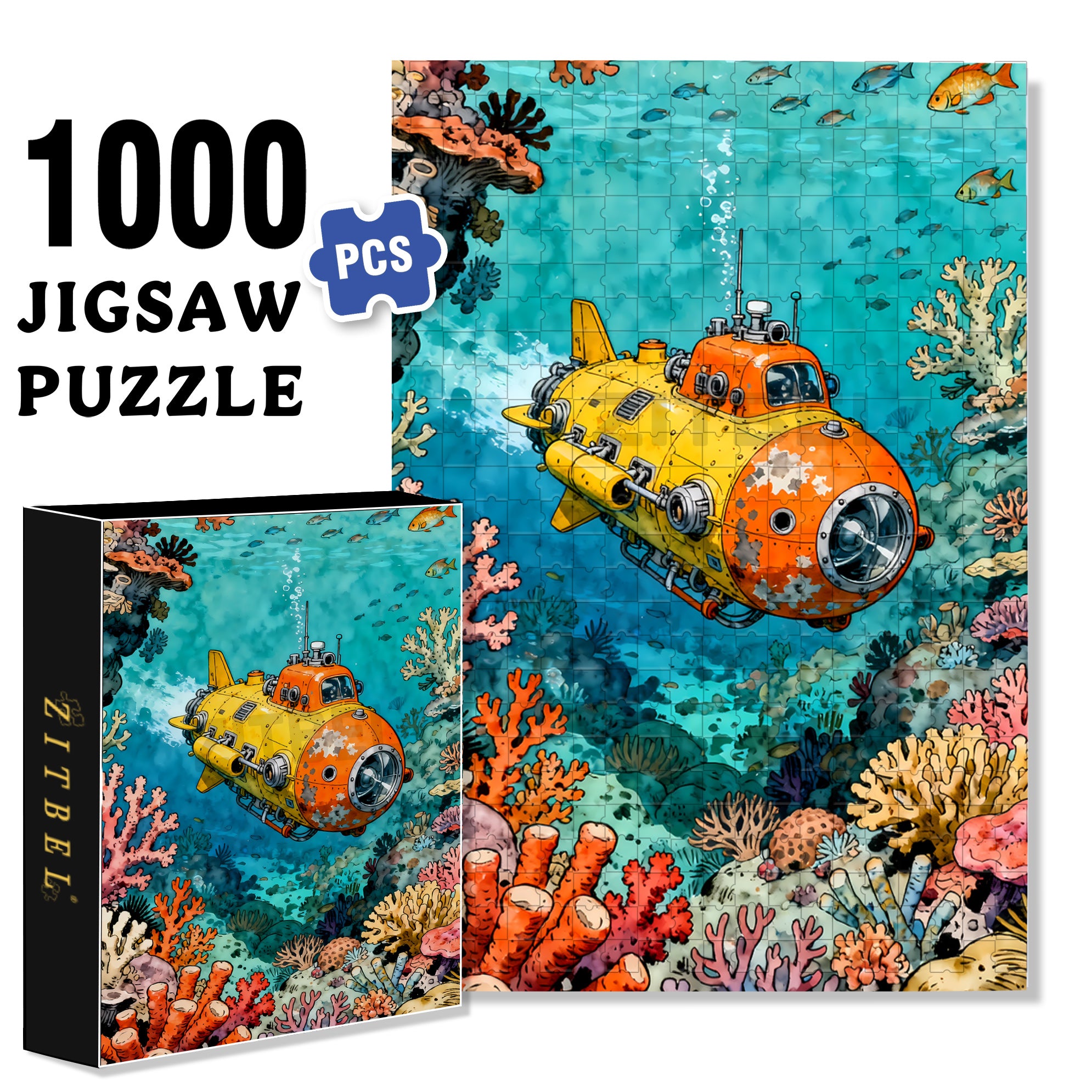 Undersea Adventure 500pcs/1000pcs Jigsaw Puzzle, Scratch-Resistant, Interactive Family Game & Brain-Boosting DIY Decor, Perfect for Halloween, Christmas & New Year Gifts, Family Puzzle Game