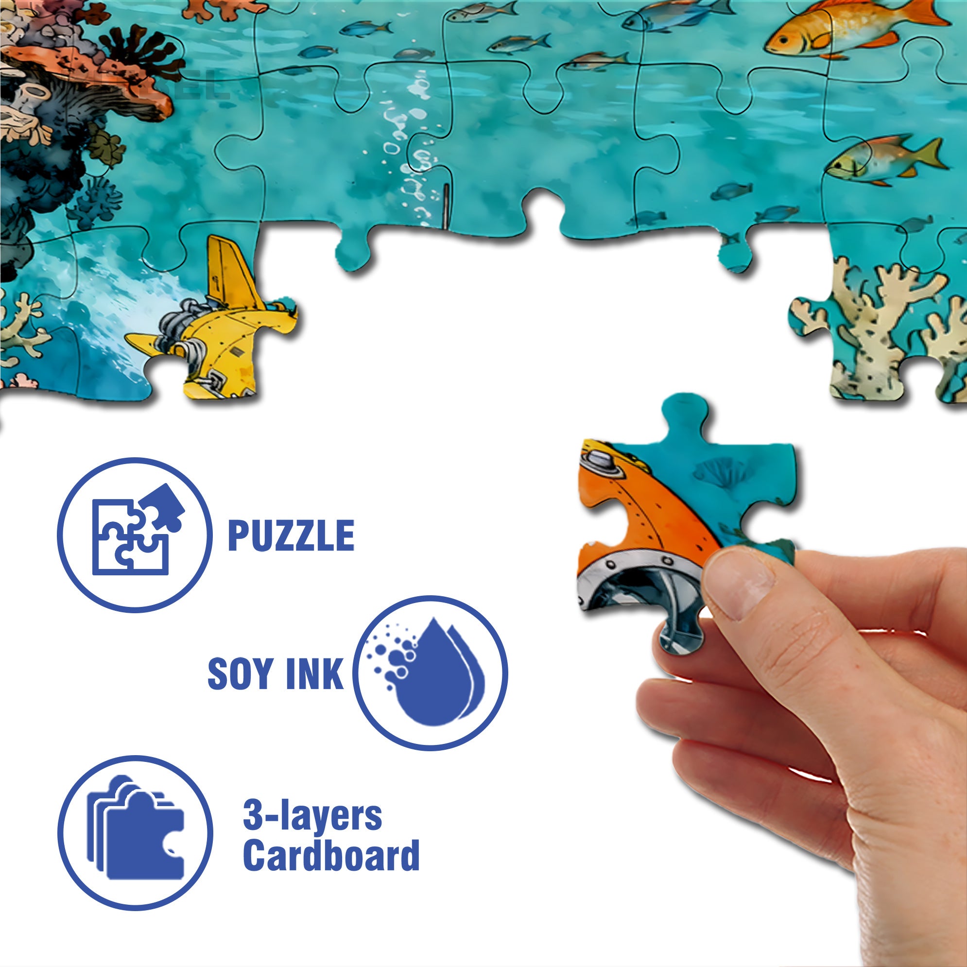 Undersea Adventure 500pcs/1000pcs Jigsaw Puzzle, Scratch-Resistant, Interactive Family Game & Brain-Boosting DIY Decor, Perfect for Halloween, Christmas & New Year Gifts, Family Puzzle Game