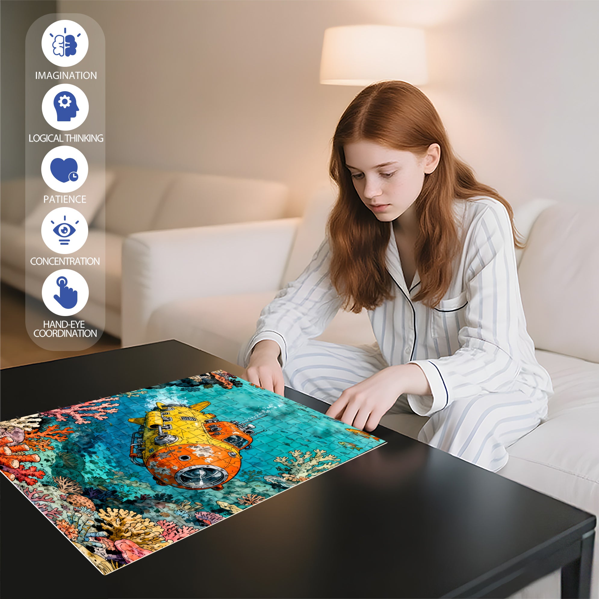 Undersea Adventure 500pcs/1000pcs Jigsaw Puzzle, Scratch-Resistant, Interactive Family Game & Brain-Boosting DIY Decor, Perfect for Halloween, Christmas & New Year Gifts, Family Puzzle Game