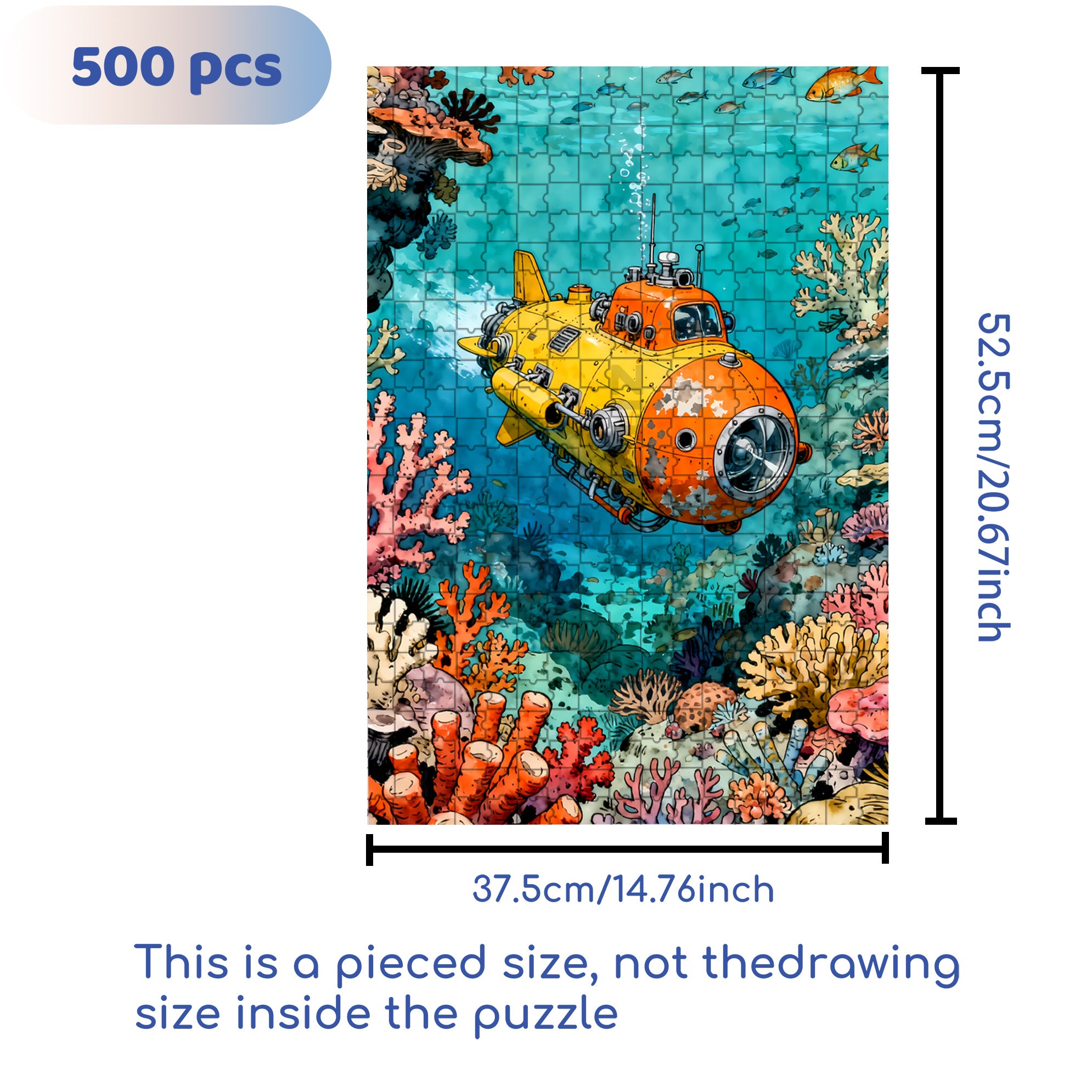 Undersea Adventure 500pcs/1000pcs Jigsaw Puzzle, Scratch-Resistant, Interactive Family Game & Brain-Boosting DIY Decor, Perfect for Halloween, Christmas & New Year Gifts, Family Puzzle Game