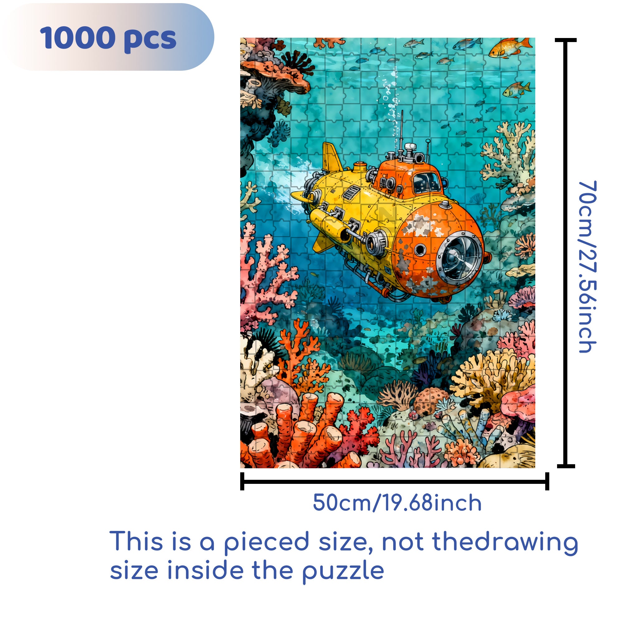Undersea Adventure 500pcs/1000pcs Jigsaw Puzzle, Scratch-Resistant, Interactive Family Game & Brain-Boosting DIY Decor, Perfect for Halloween, Christmas & New Year Gifts, Family Puzzle Game