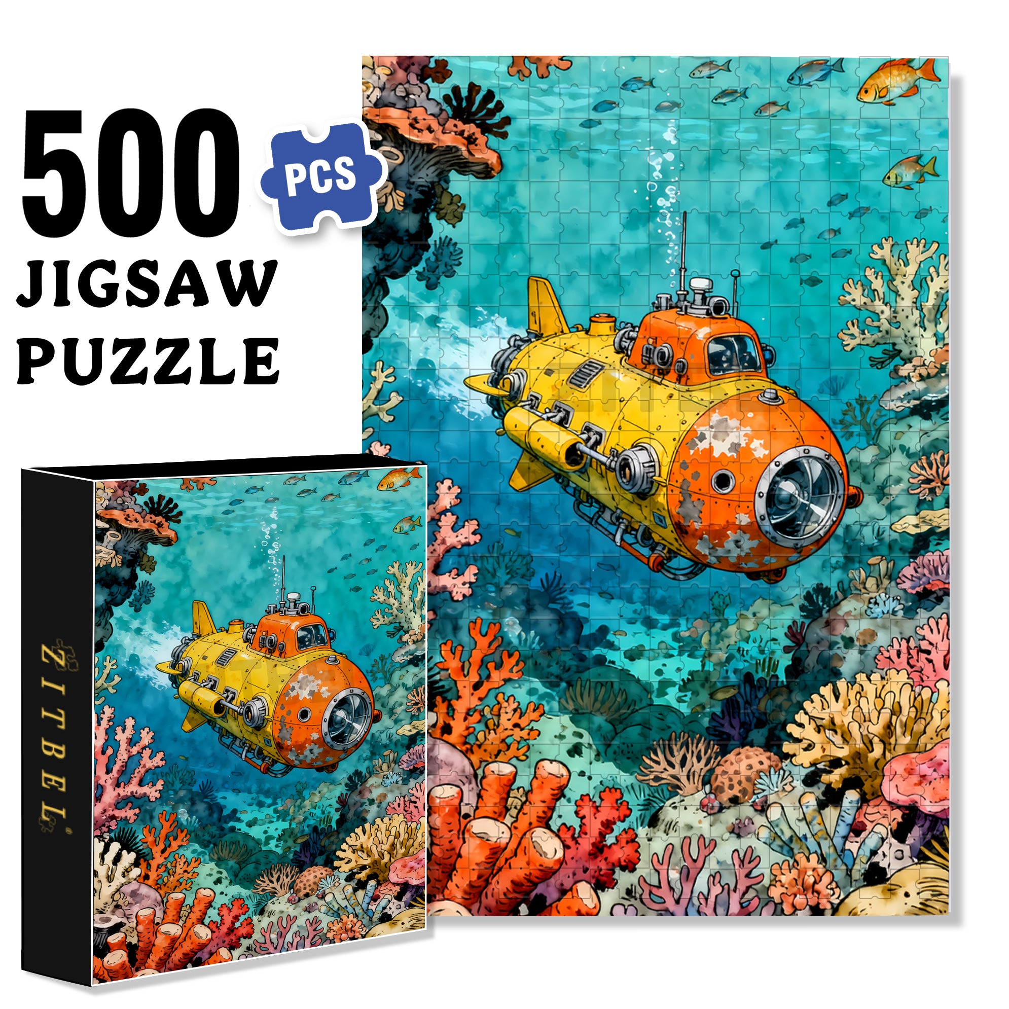 Undersea Adventure 500pcs/1000pcs Jigsaw Puzzle, Scratch-Resistant, Interactive Family Game & Brain-Boosting DIY Decor, Perfect for Halloween, Christmas & New Year Gifts, Family Puzzle Game