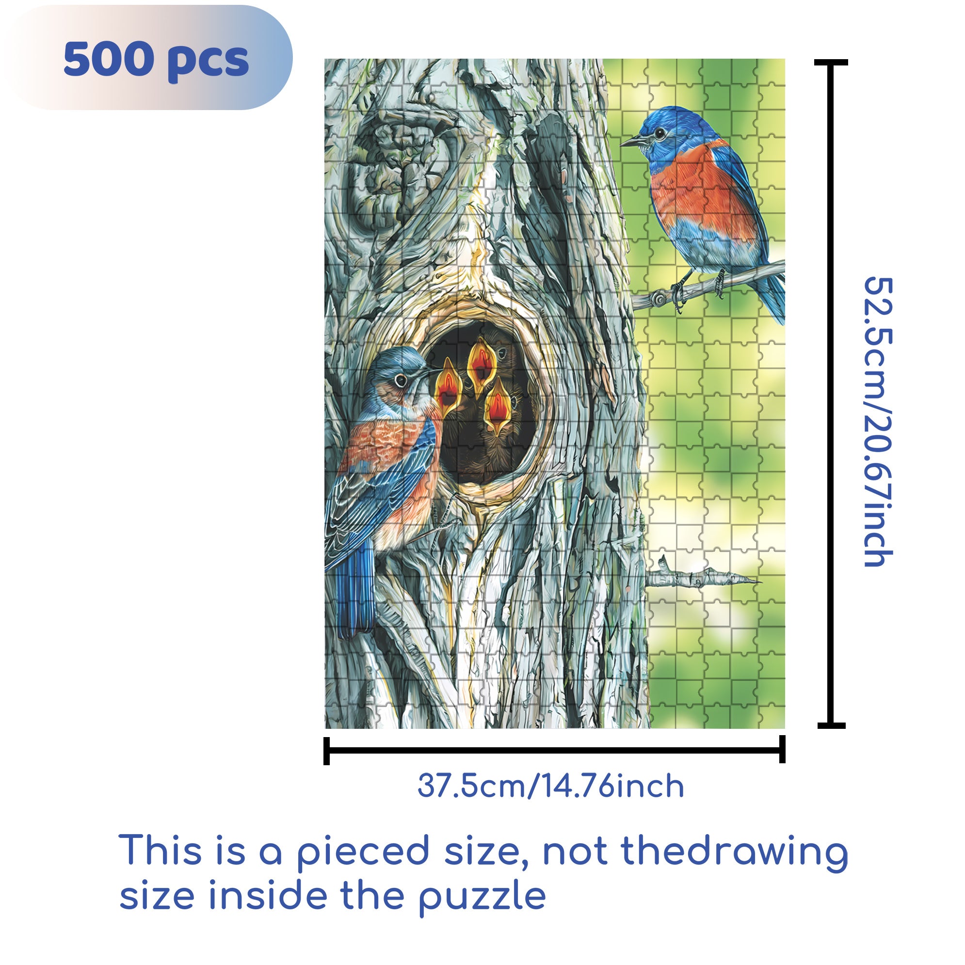 Western Bluebird Mini 500pcs/1000pcs Jigsaw Puzzle, Scratch-Resistant, Interactive Family Game & Brain-Boosting DIY Decor, Perfect for Halloween, Christmas & New Year Gifts, Family Puzzle Game