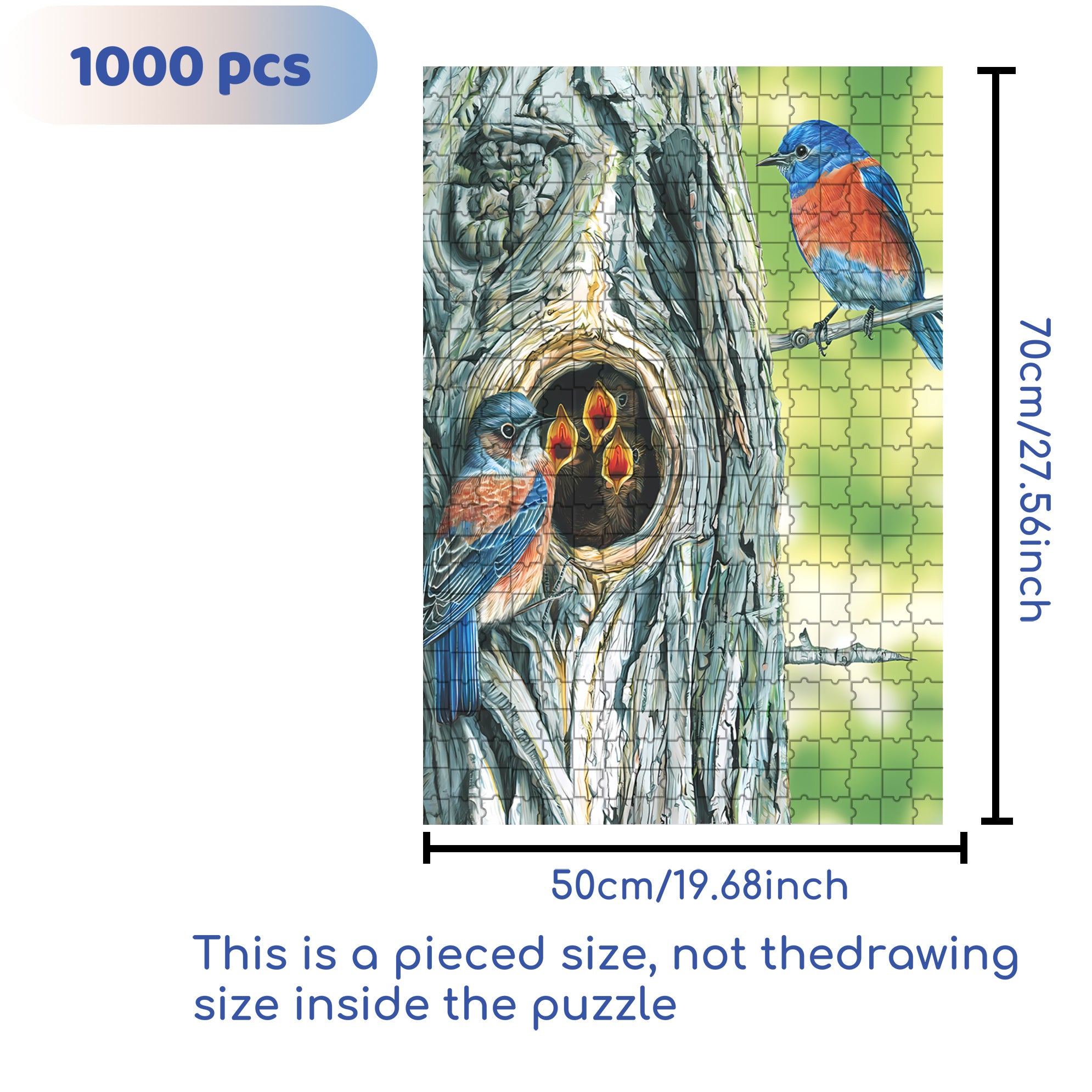 Western Bluebird Mini 500pcs/1000pcs Jigsaw Puzzle, Scratch-Resistant, Interactive Family Game & Brain-Boosting DIY Decor, Perfect for Halloween, Christmas & New Year Gifts, Family Puzzle Game