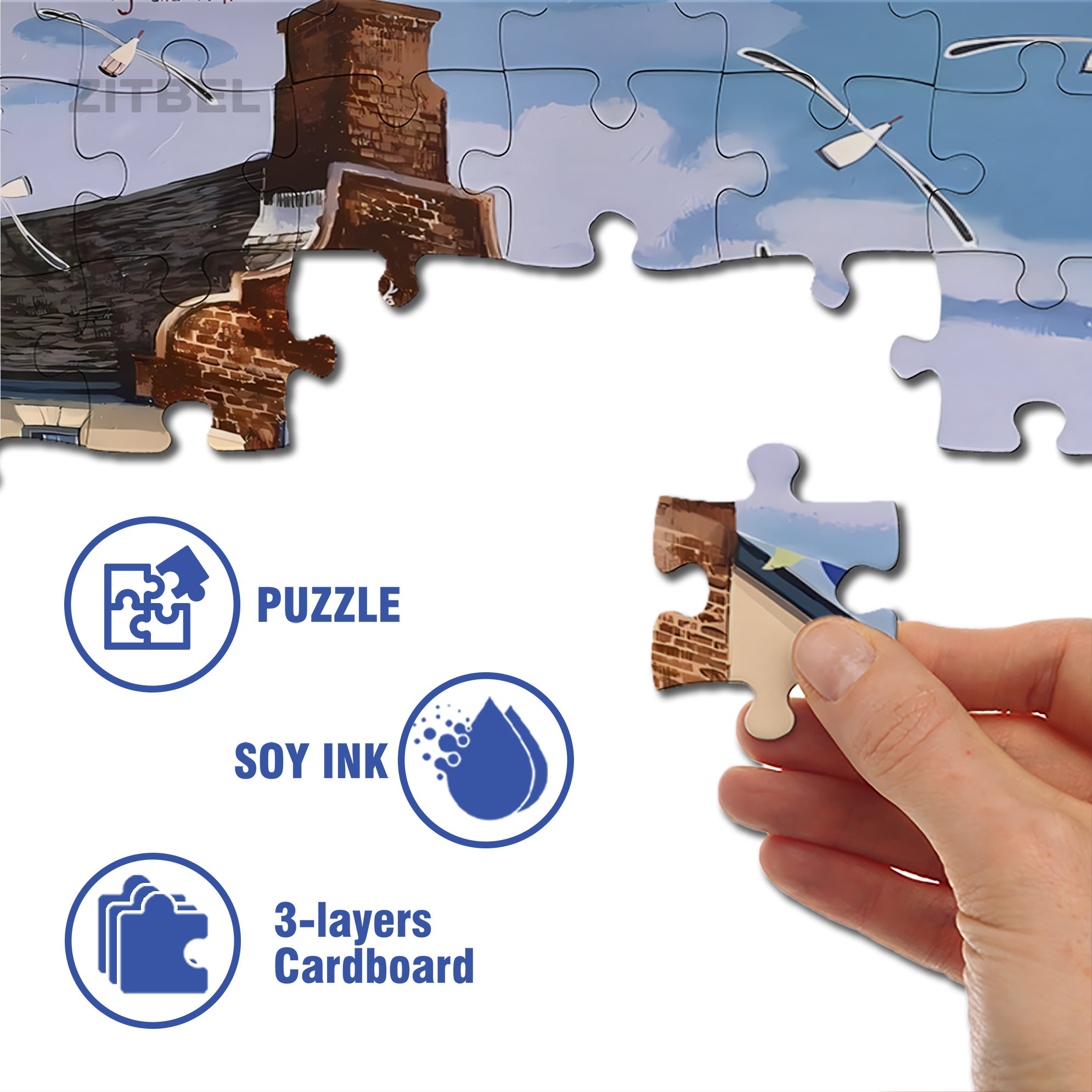 White Hart Inn 500pcs/1000pcs Jigsaw Puzzle, Scratch-Resistant, Interactive Family Game & Brain-Boosting DIY Decor, Perfect for Halloween, Christmas & New Year Gifts, Family Puzzle Game