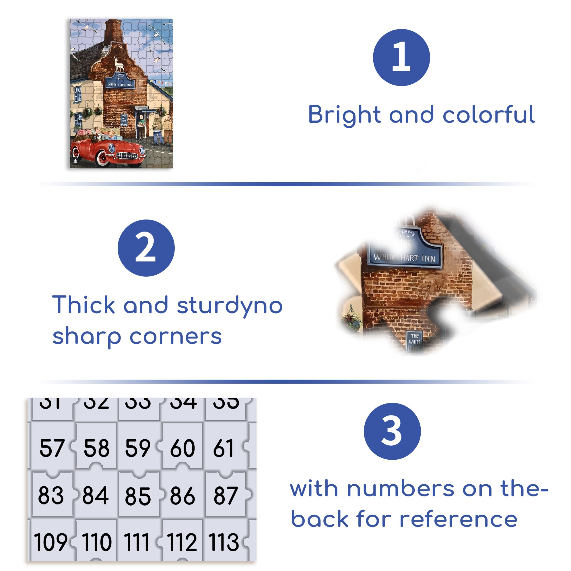 White Hart Inn 500pcs/1000pcs Jigsaw Puzzle, Scratch-Resistant, Interactive Family Game & Brain-Boosting DIY Decor, Perfect for Halloween, Christmas & New Year Gifts, Family Puzzle Game