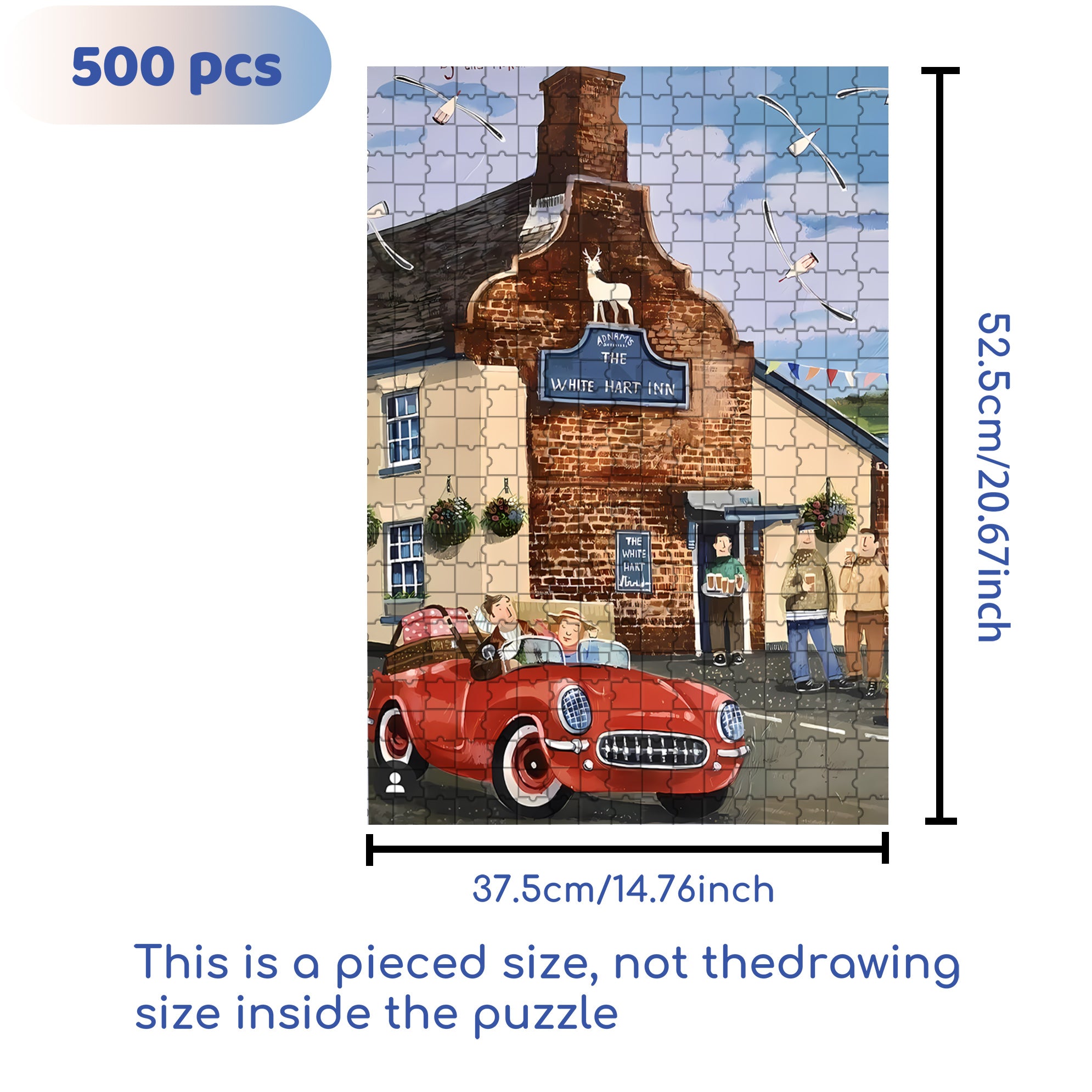 White Hart Inn 500pcs/1000pcs Jigsaw Puzzle, Scratch-Resistant, Interactive Family Game & Brain-Boosting DIY Decor, Perfect for Halloween, Christmas & New Year Gifts, Family Puzzle Game