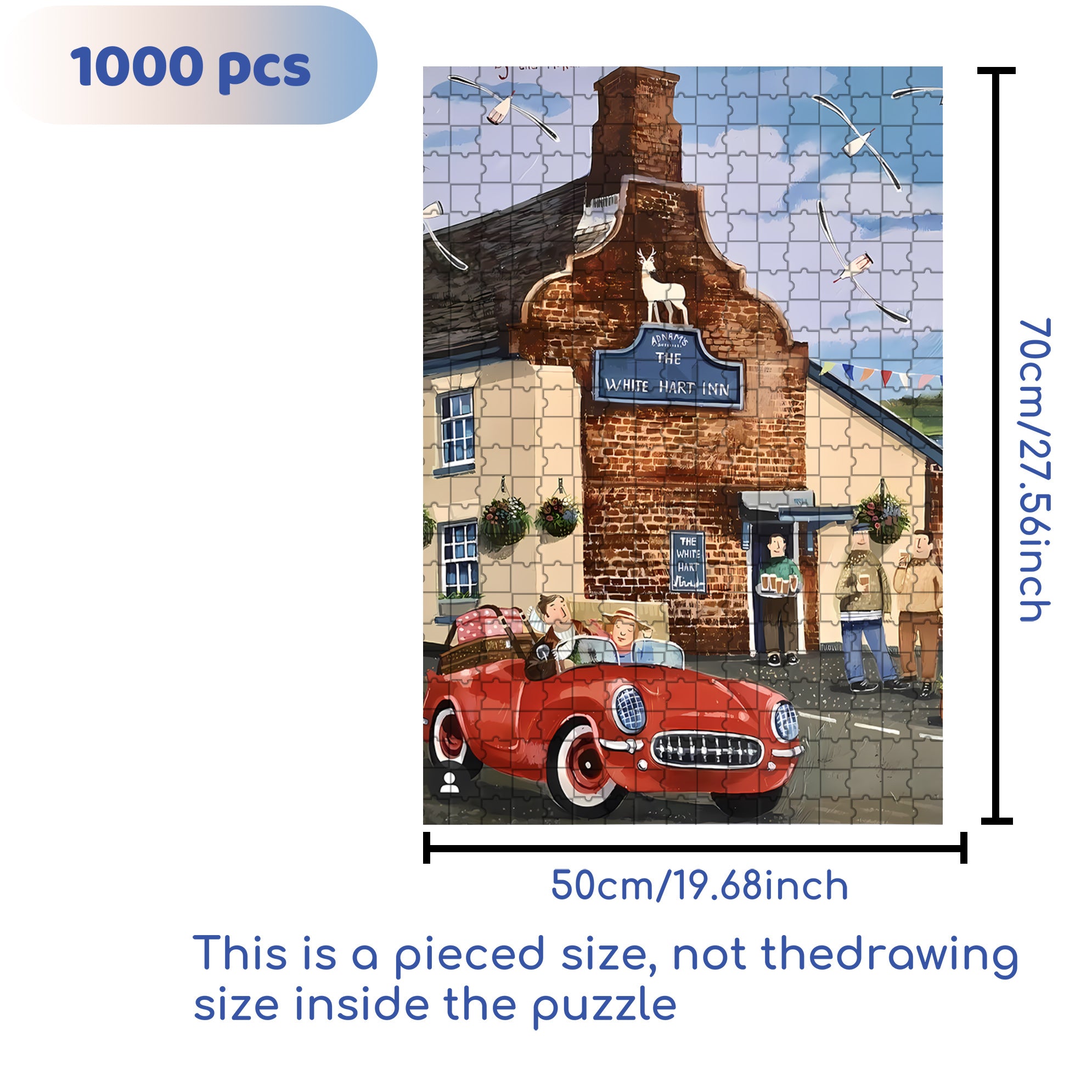 White Hart Inn 500pcs/1000pcs Jigsaw Puzzle, Scratch-Resistant, Interactive Family Game & Brain-Boosting DIY Decor, Perfect for Halloween, Christmas & New Year Gifts, Family Puzzle Game