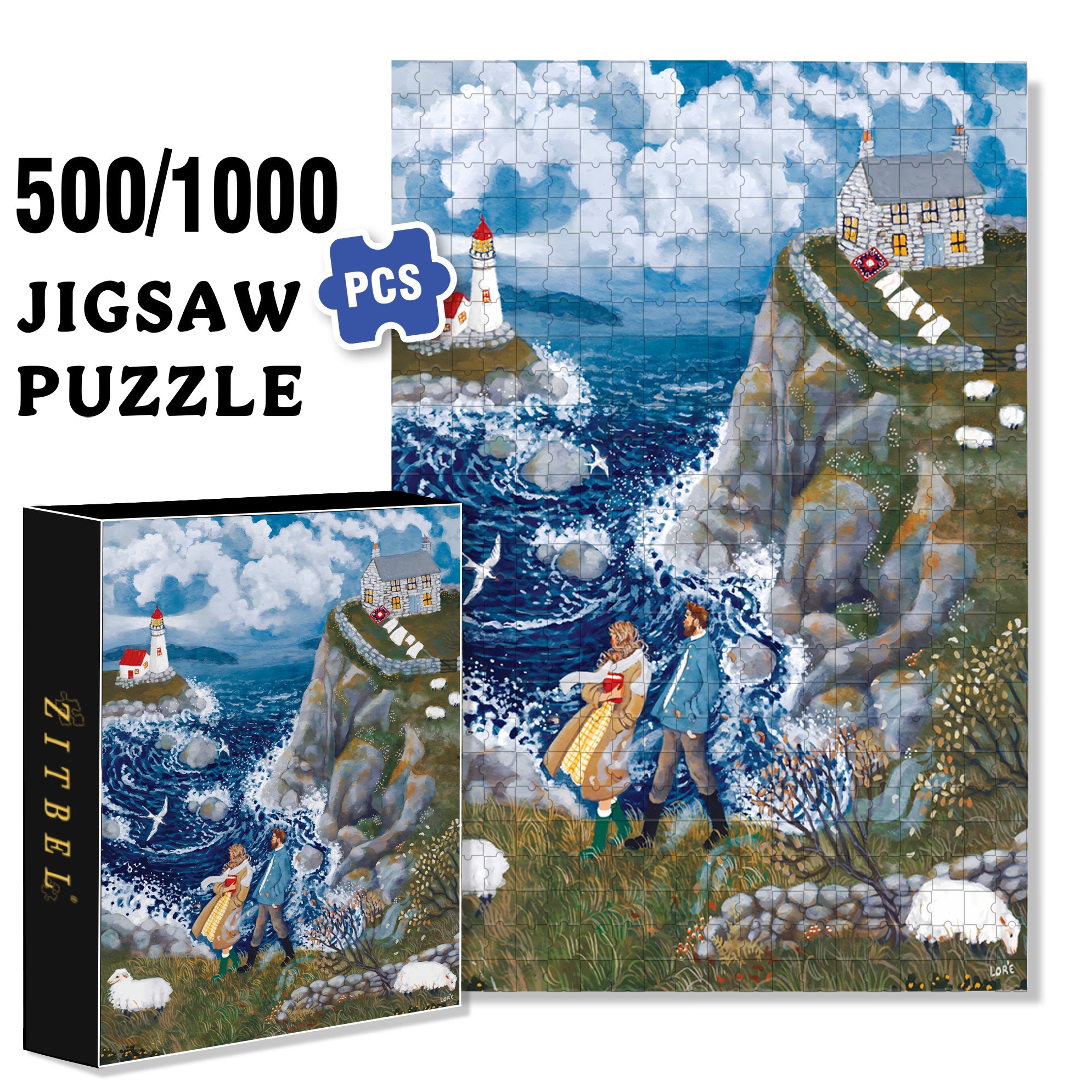 Wind Ridge Cottage 500pcs/1000pcs Jigsaw Puzzle, Scratch-Resistant, Interactive Family Game & Brain-Boosting DIY Decor, Perfect for Halloween, Christmas & New Year Gifts, Family Puzzle Game