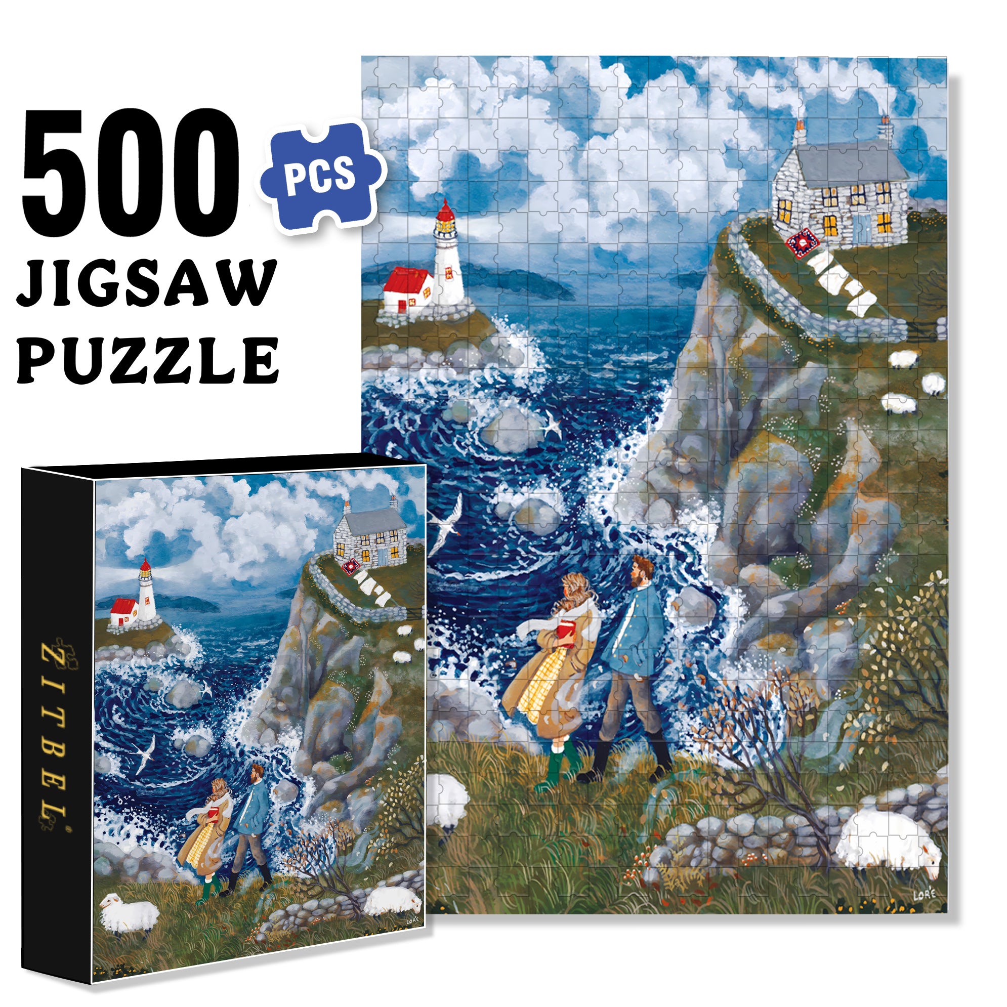 Wind Ridge Cottage 500pcs/1000pcs Jigsaw Puzzle, Scratch-Resistant, Interactive Family Game & Brain-Boosting DIY Decor, Perfect for Halloween, Christmas & New Year Gifts, Family Puzzle Game