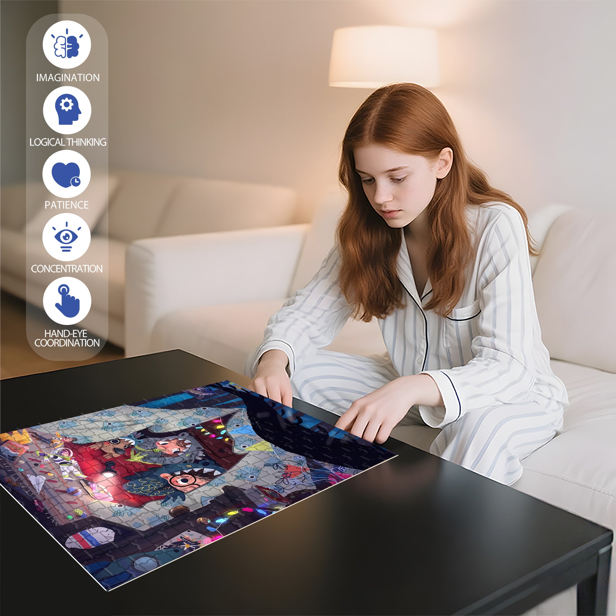 A Night Of Terror 500pcs/1000pcs Jigsaw Puzzle, Scratch-Resistant, Interactive Family Game & Brain-Boosting DIY Decor, Perfect for Halloween, Christmas & New Year Gifts, Family Puzzle Game
