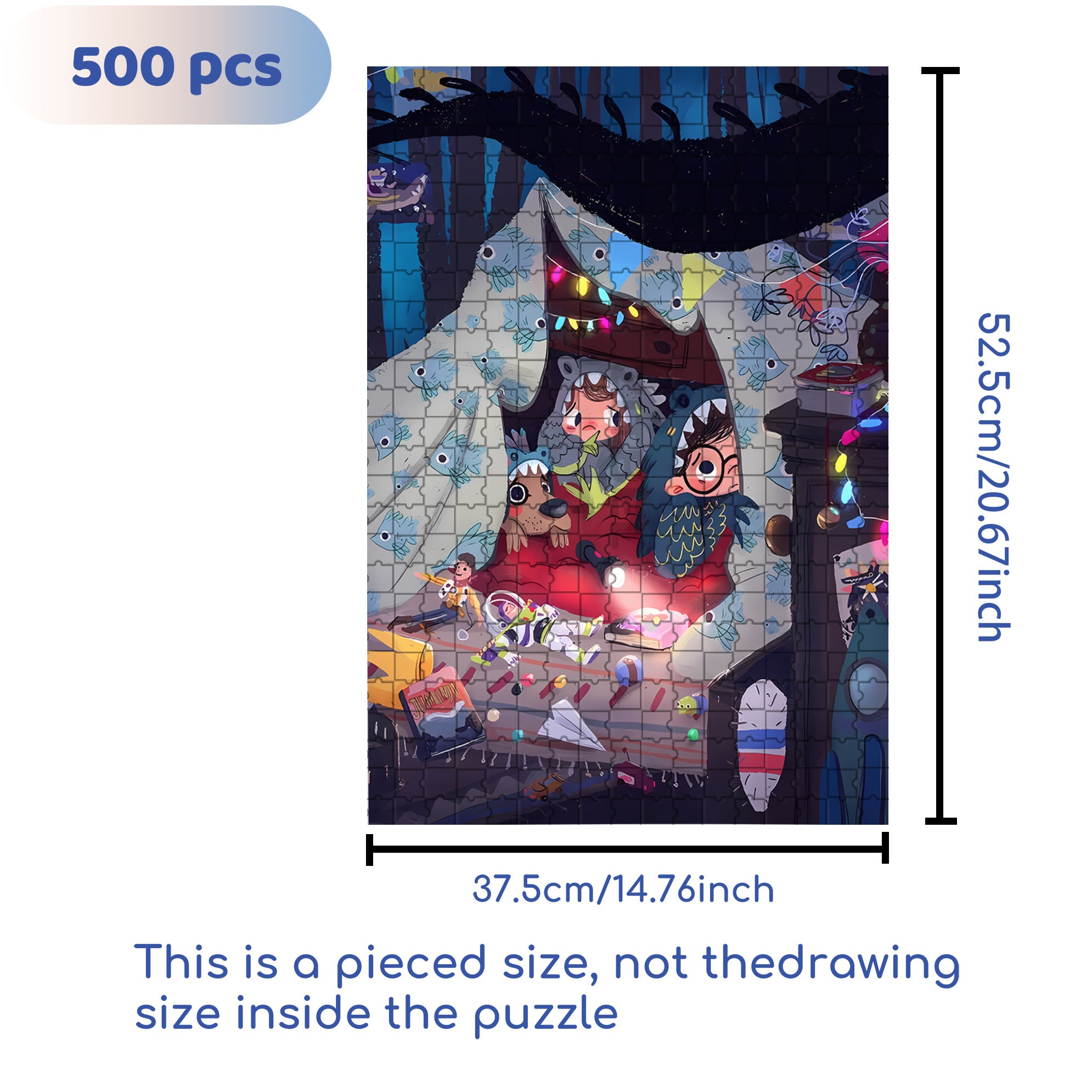 A Night Of Terror 500pcs/1000pcs Jigsaw Puzzle, Scratch-Resistant, Interactive Family Game & Brain-Boosting DIY Decor, Perfect for Halloween, Christmas & New Year Gifts, Family Puzzle Game