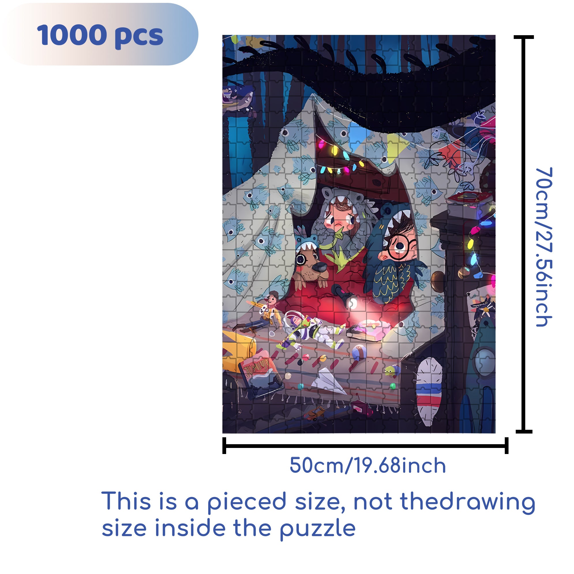 A Night Of Terror 500pcs/1000pcs Jigsaw Puzzle, Scratch-Resistant, Interactive Family Game & Brain-Boosting DIY Decor, Perfect for Halloween, Christmas & New Year Gifts, Family Puzzle Game