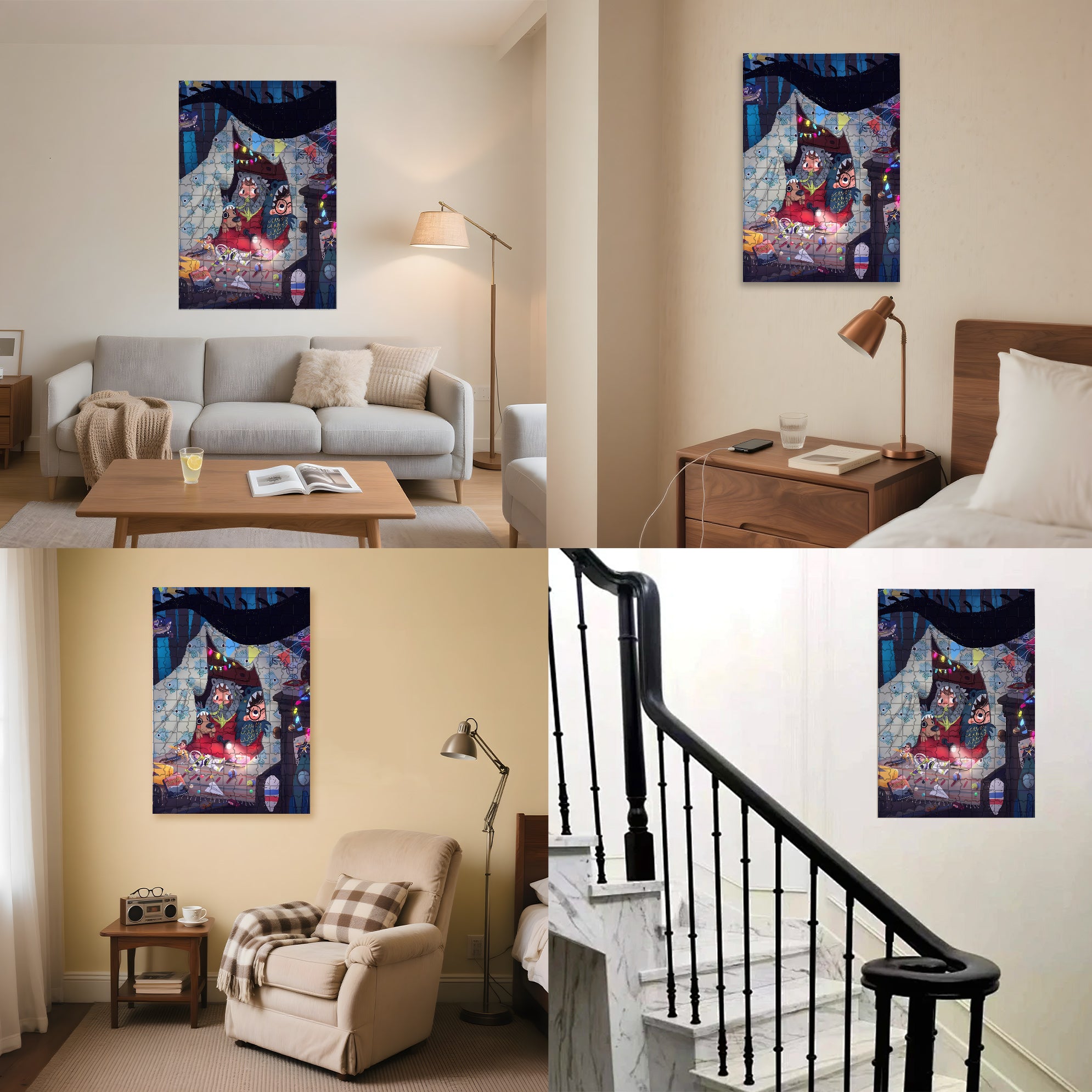 A Night Of Terror 500pcs/1000pcs Jigsaw Puzzle, Scratch-Resistant, Interactive Family Game & Brain-Boosting DIY Decor, Perfect for Halloween, Christmas & New Year Gifts, Family Puzzle Game