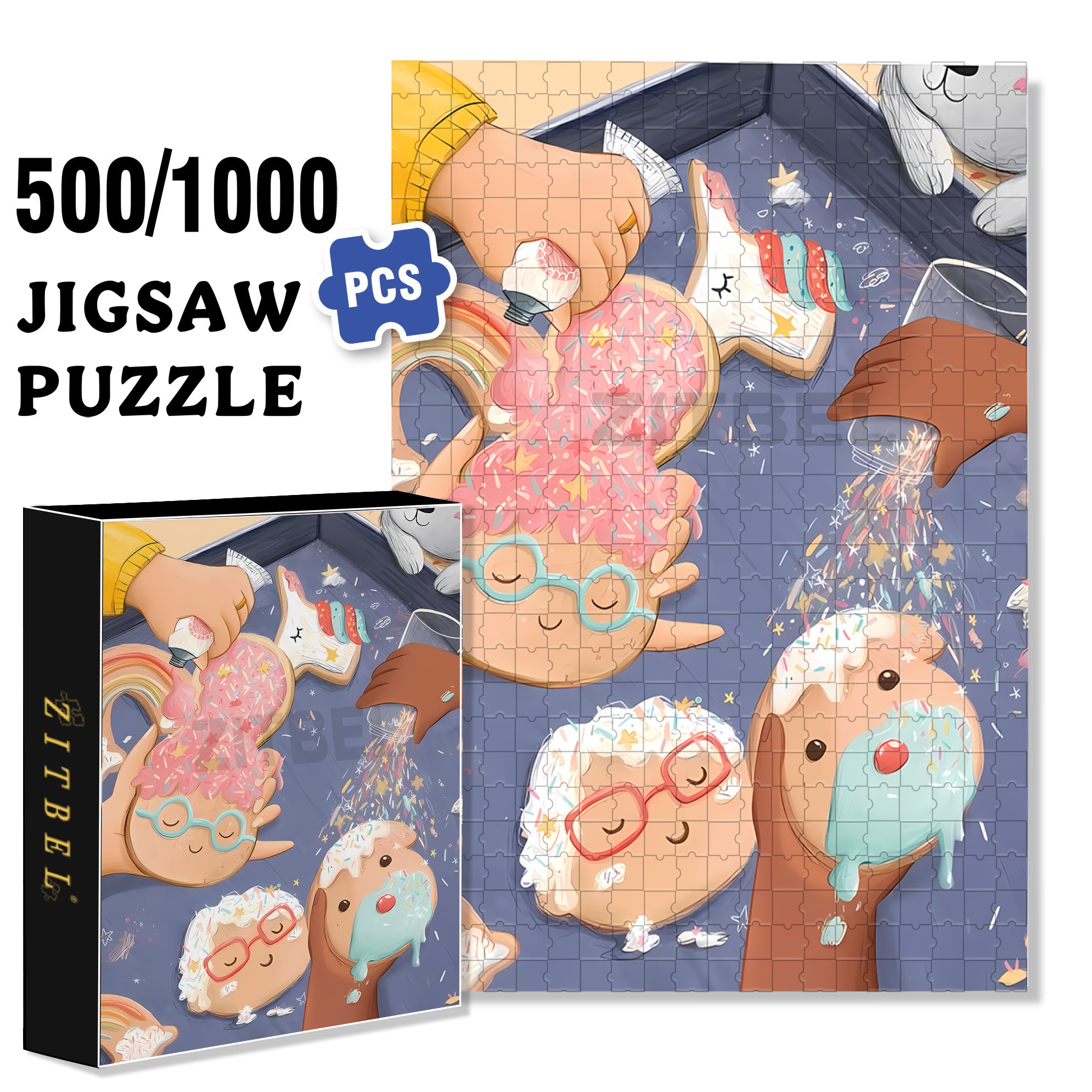 Add Some Sugar 500pcs/1000pcs Jigsaw Puzzle, Scratch-Resistant, Interactive Family Game & Brain-Boosting DIY Decor, Perfect for Halloween, Christmas & New Year Gifts, Family Puzzle Game