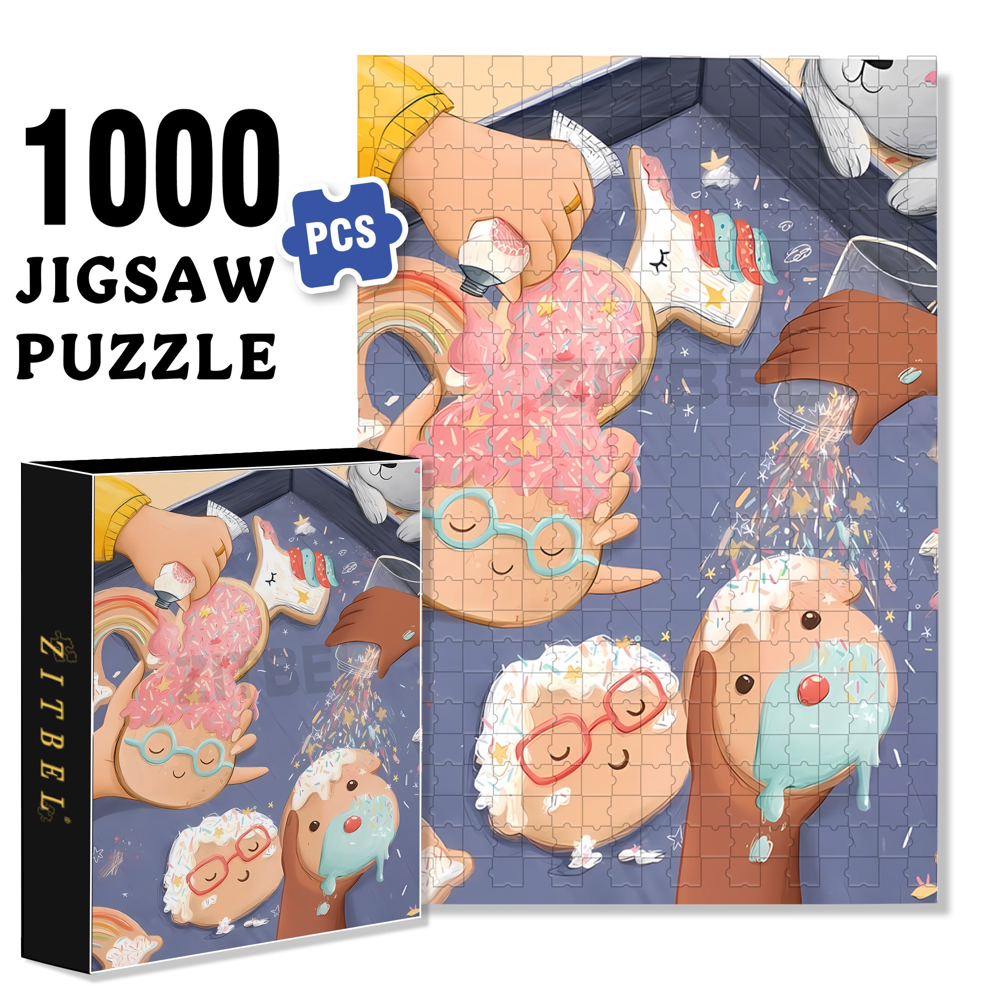 Add Some Sugar 500pcs/1000pcs Jigsaw Puzzle, Scratch-Resistant, Interactive Family Game & Brain-Boosting DIY Decor, Perfect for Halloween, Christmas & New Year Gifts, Family Puzzle Game
